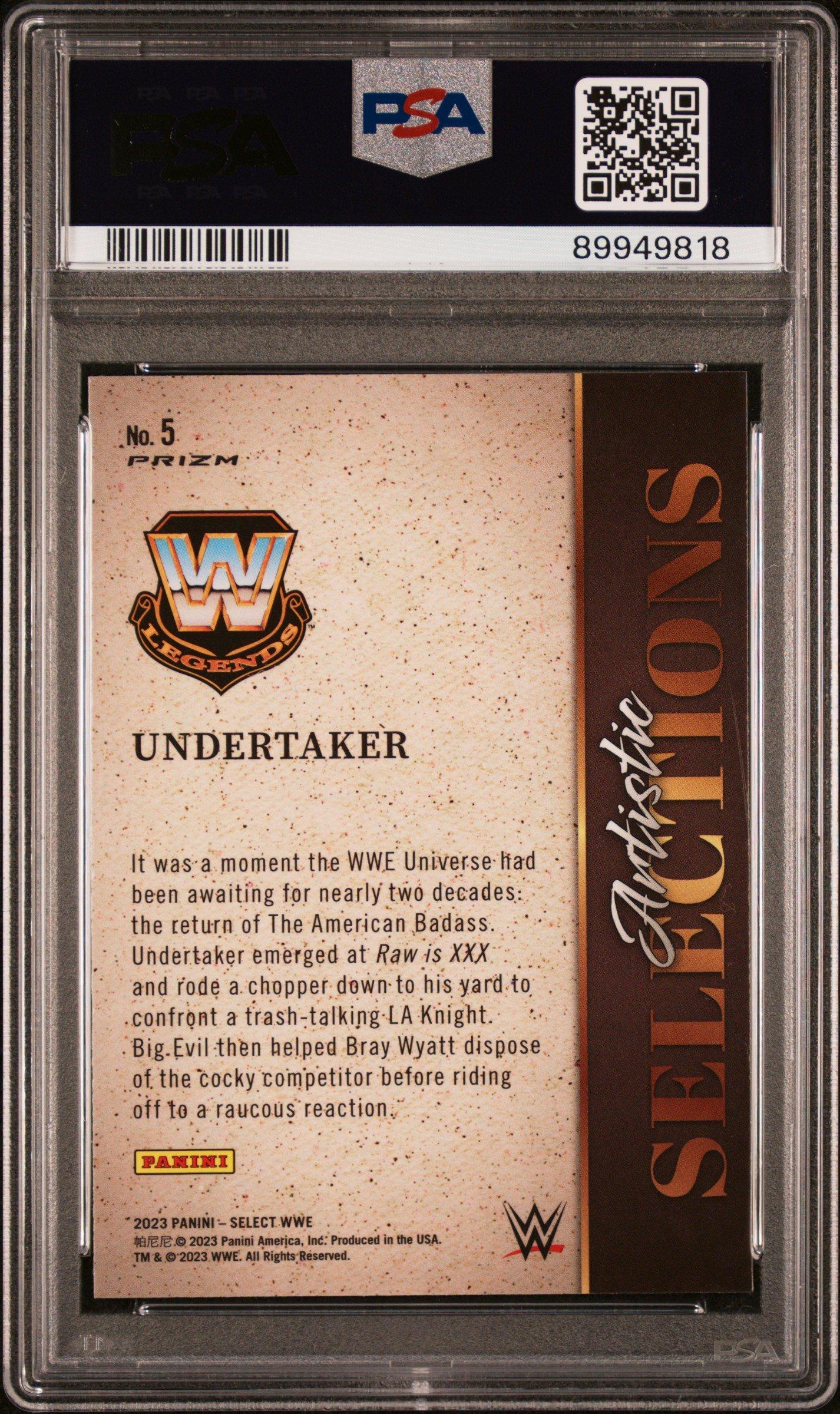2023 Panini Select Wwe Artistic Selections 5 Undertaker PSA 10