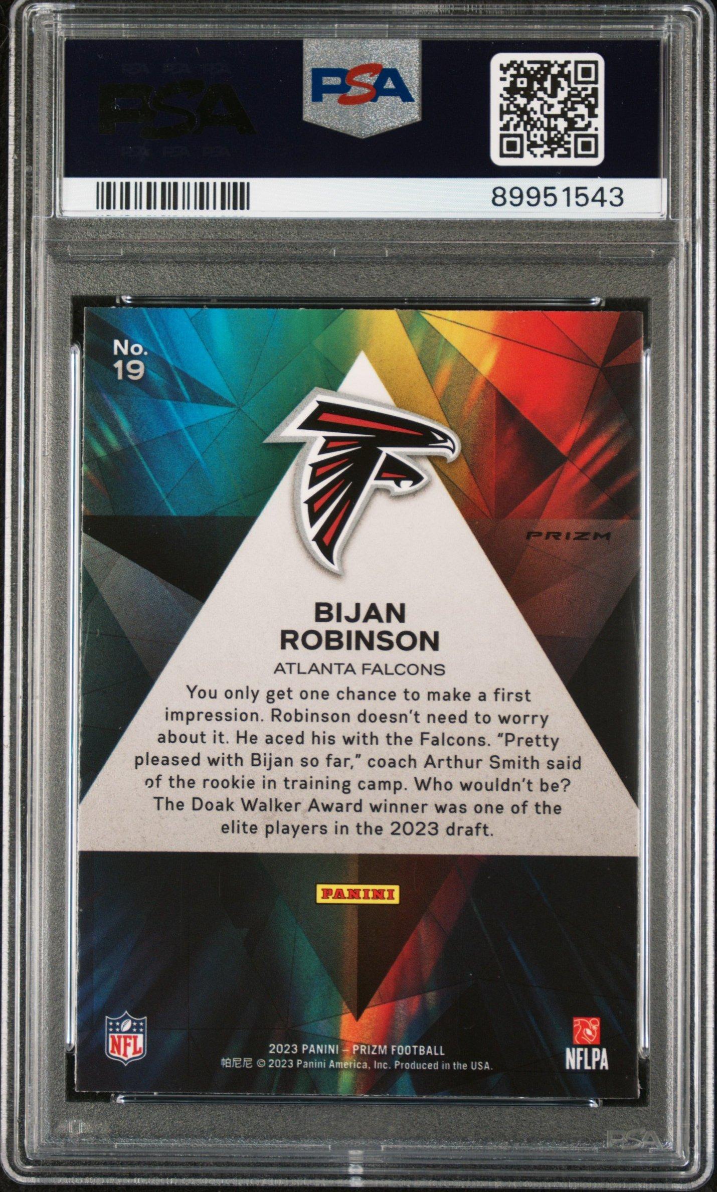 2023 Panini Prizm Prizmatic 19 Bijan Robinson Green Ice PSA 10