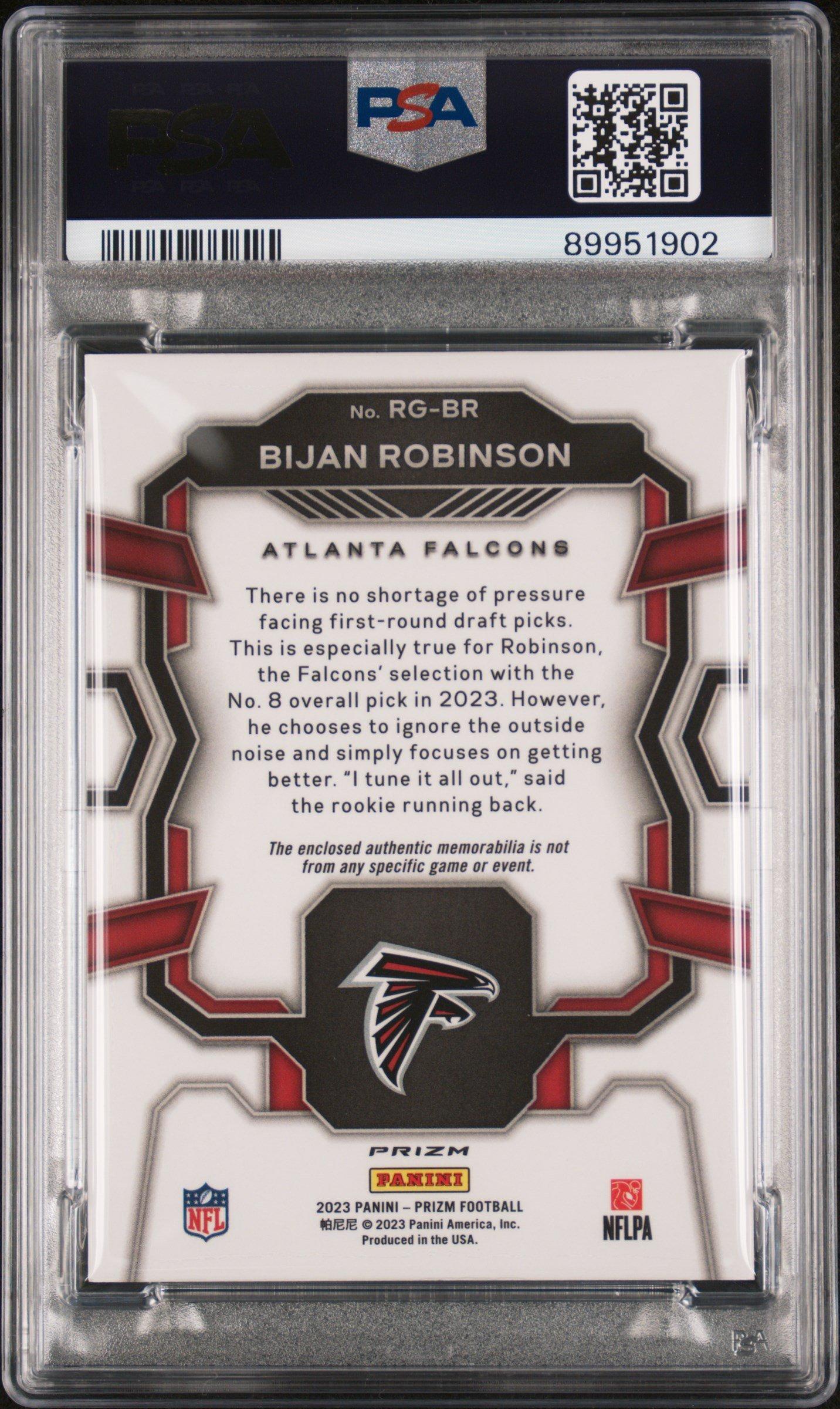 2023 Panini Prizm Rookie Gear Rgbr Bijan Robinson Pink PSA 10