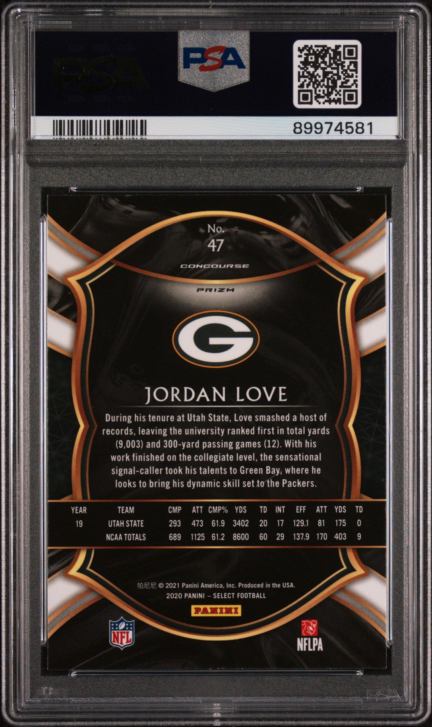 2020 Panini Select 47 Jordan Love Silver Prizm PSA 10