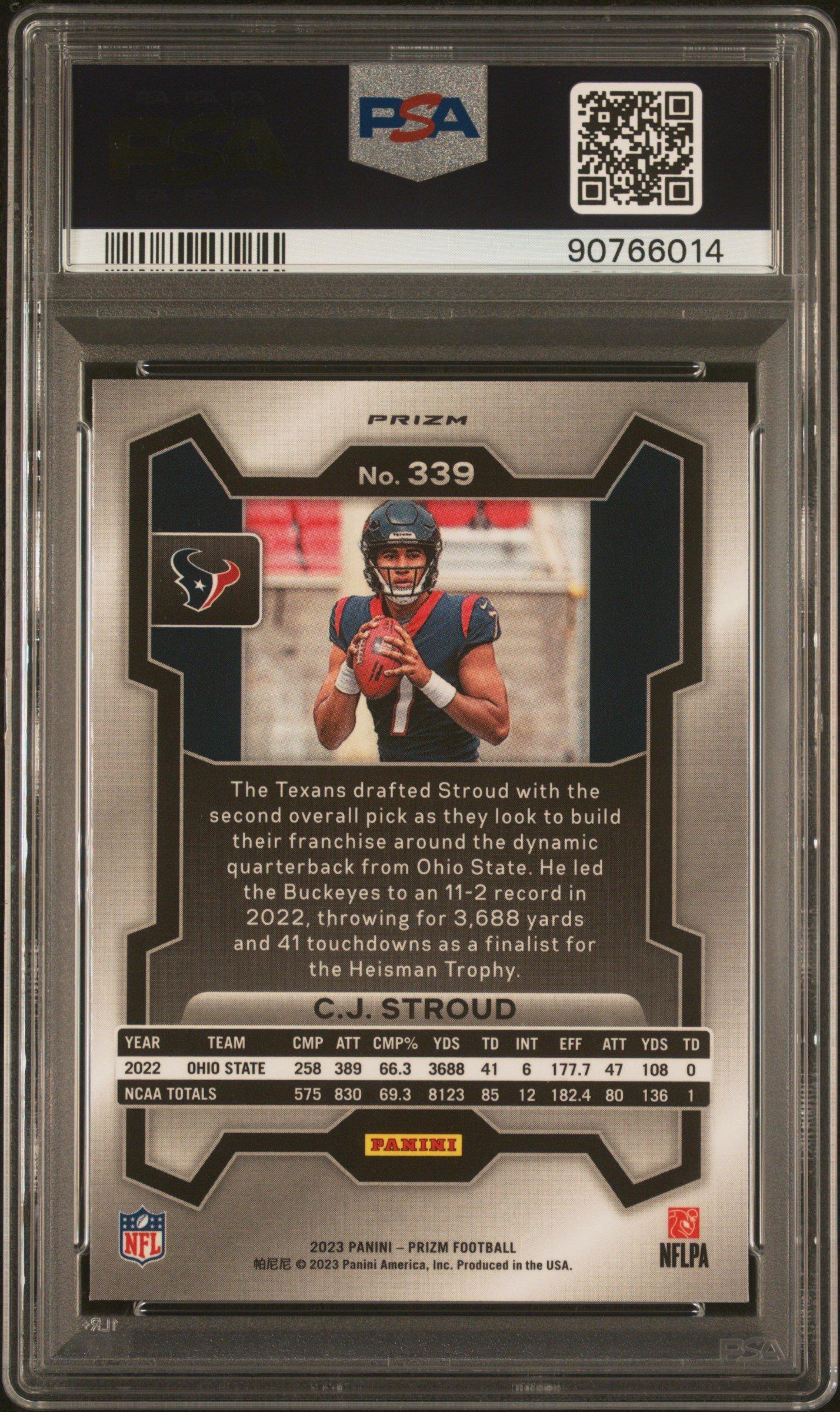 2023 Panini Prizm 339 Cj Stroud Green Wave PSA