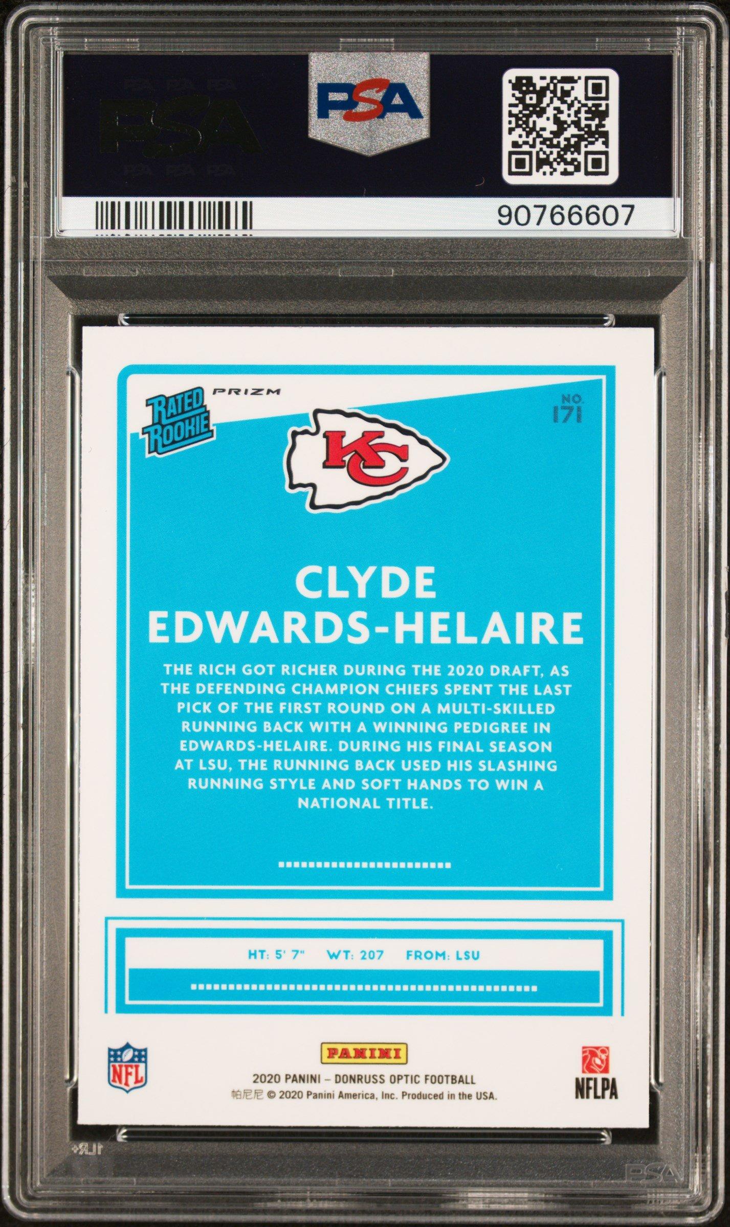 2020 Panini Donruss Optic 171 Clyde Edwards-helaire Blue Scope PSA 10