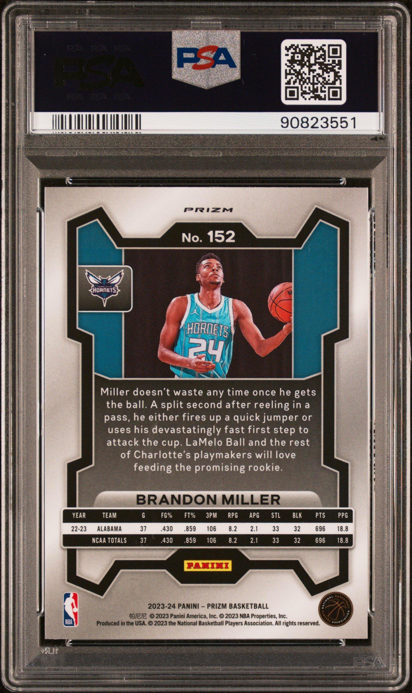 2023 Panini Prizm 152 Brandon Miller Hyper Prizm PSA 10