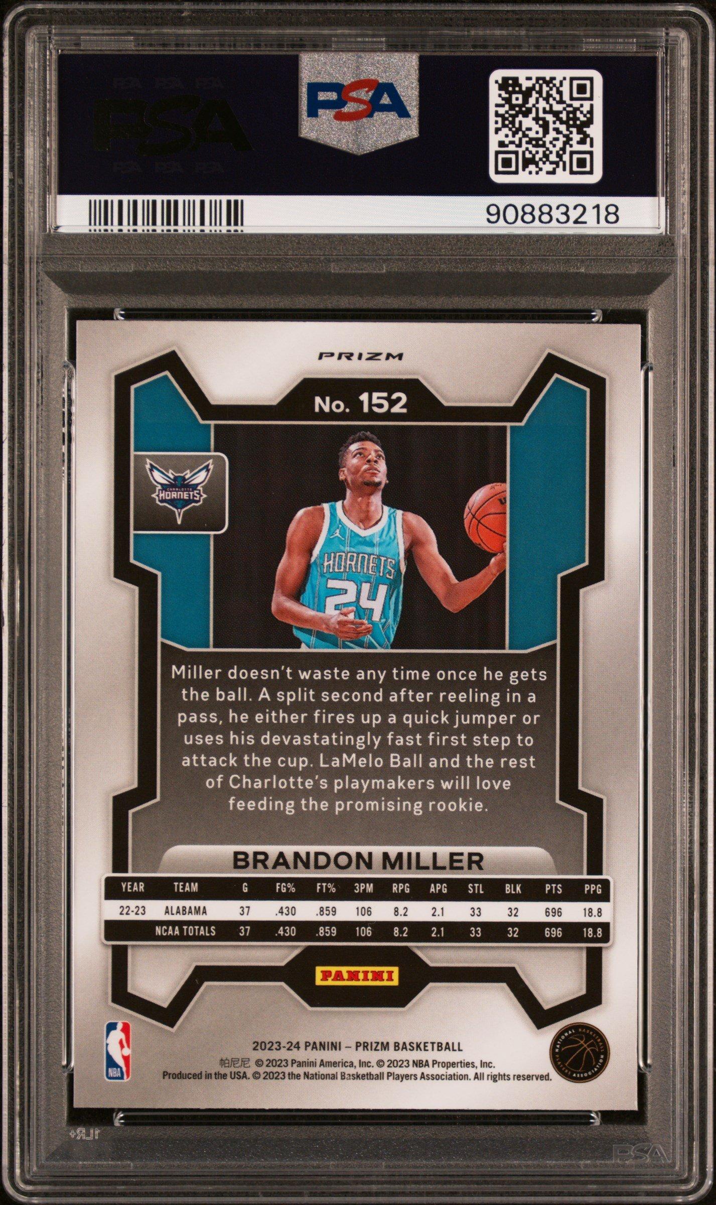 2023 Panini Prizm 152 Brandon Miller Ice PSA