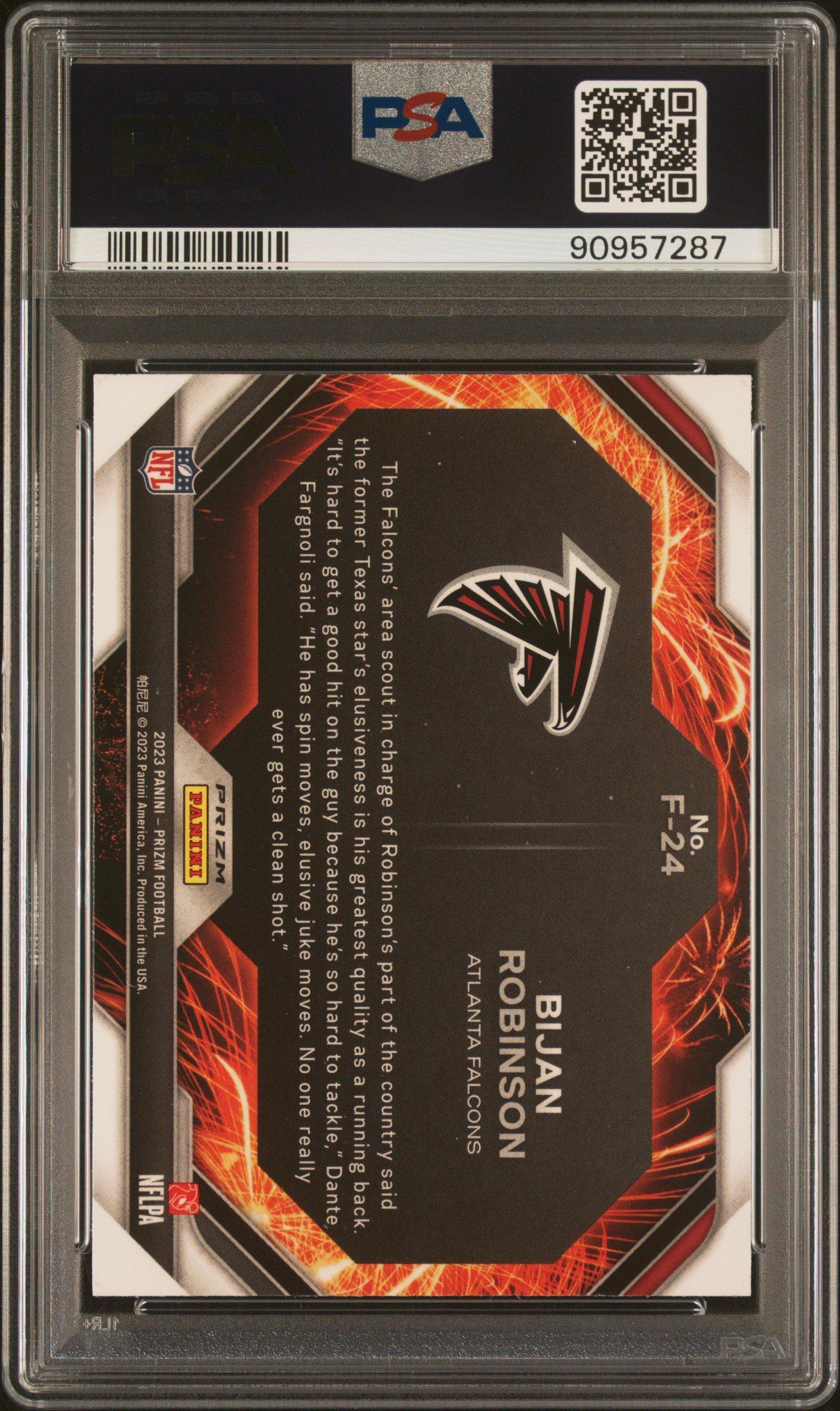 2023 Panini Prizm Fireworks F24 Bijan Robinson Green Wave PSA 9