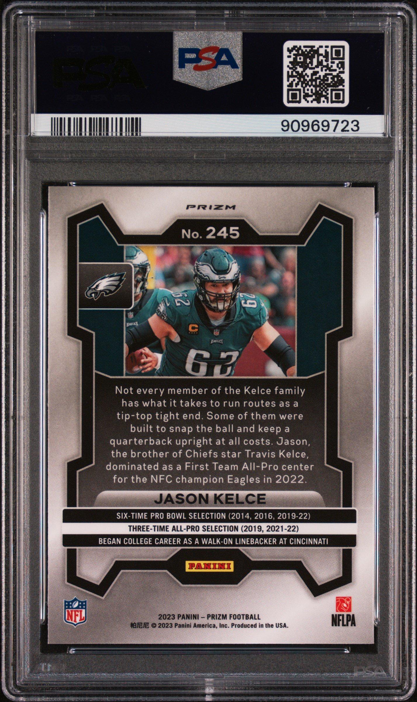 2023 Panini Prizm 245 Jason Kelce Green Wave PSA 9