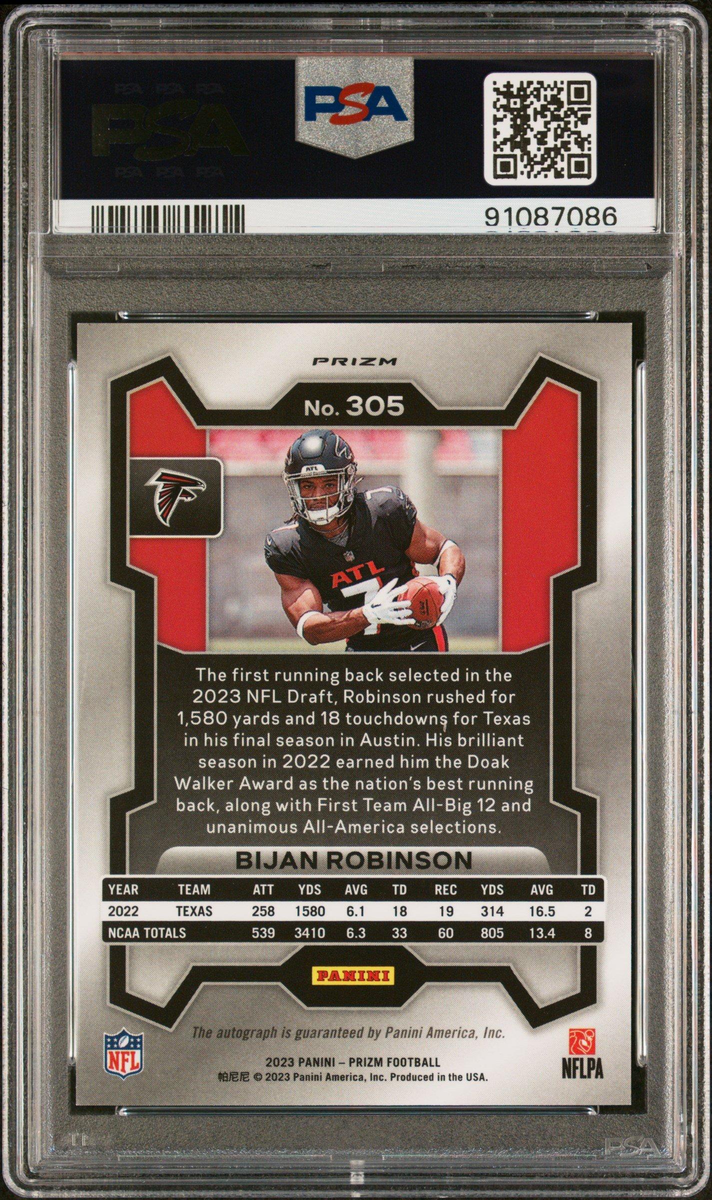 2023 Panini Prizm 305 Bijan Robinson Autograph PSA