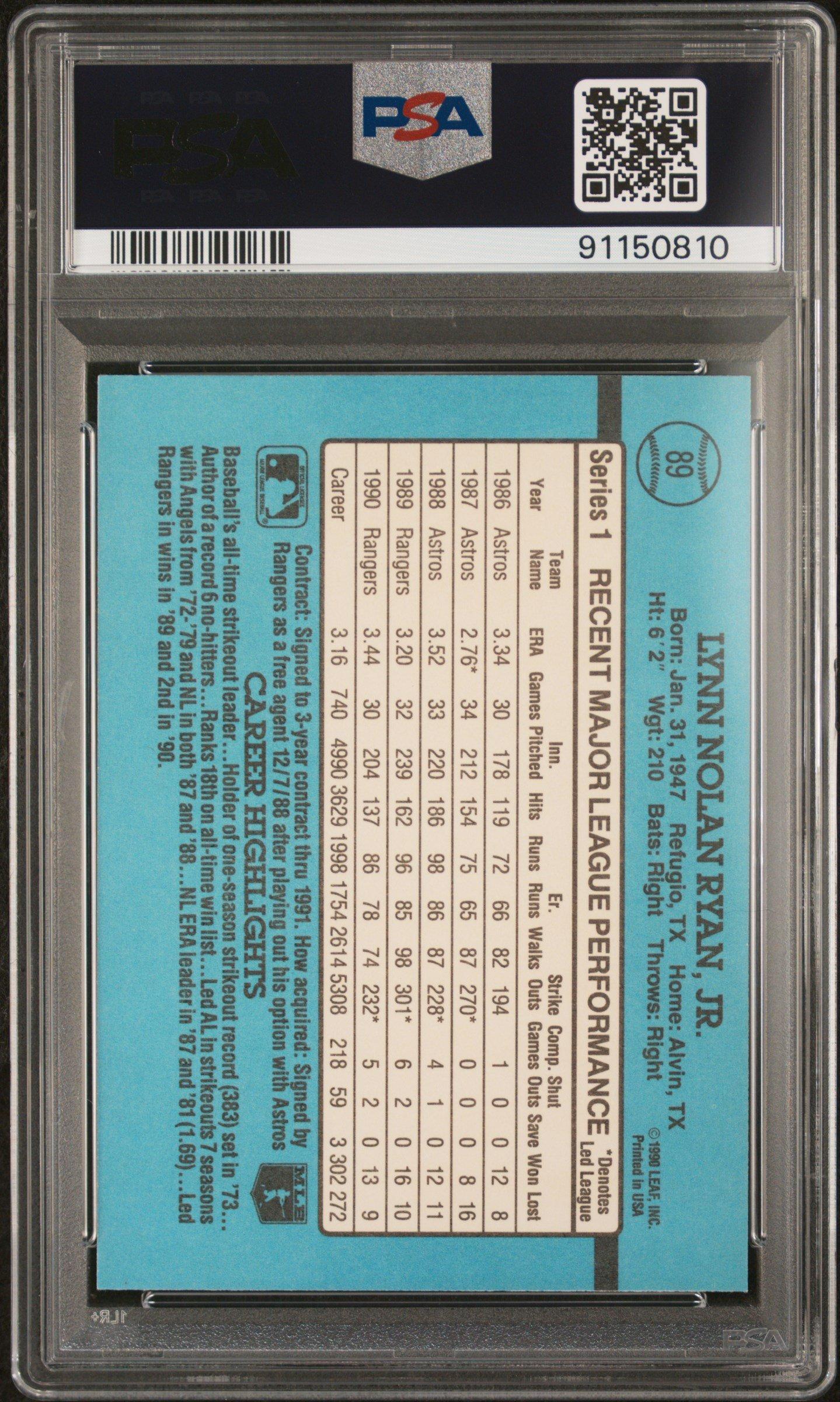 1991 Donruss 89 Nolan Ryan PSA 9