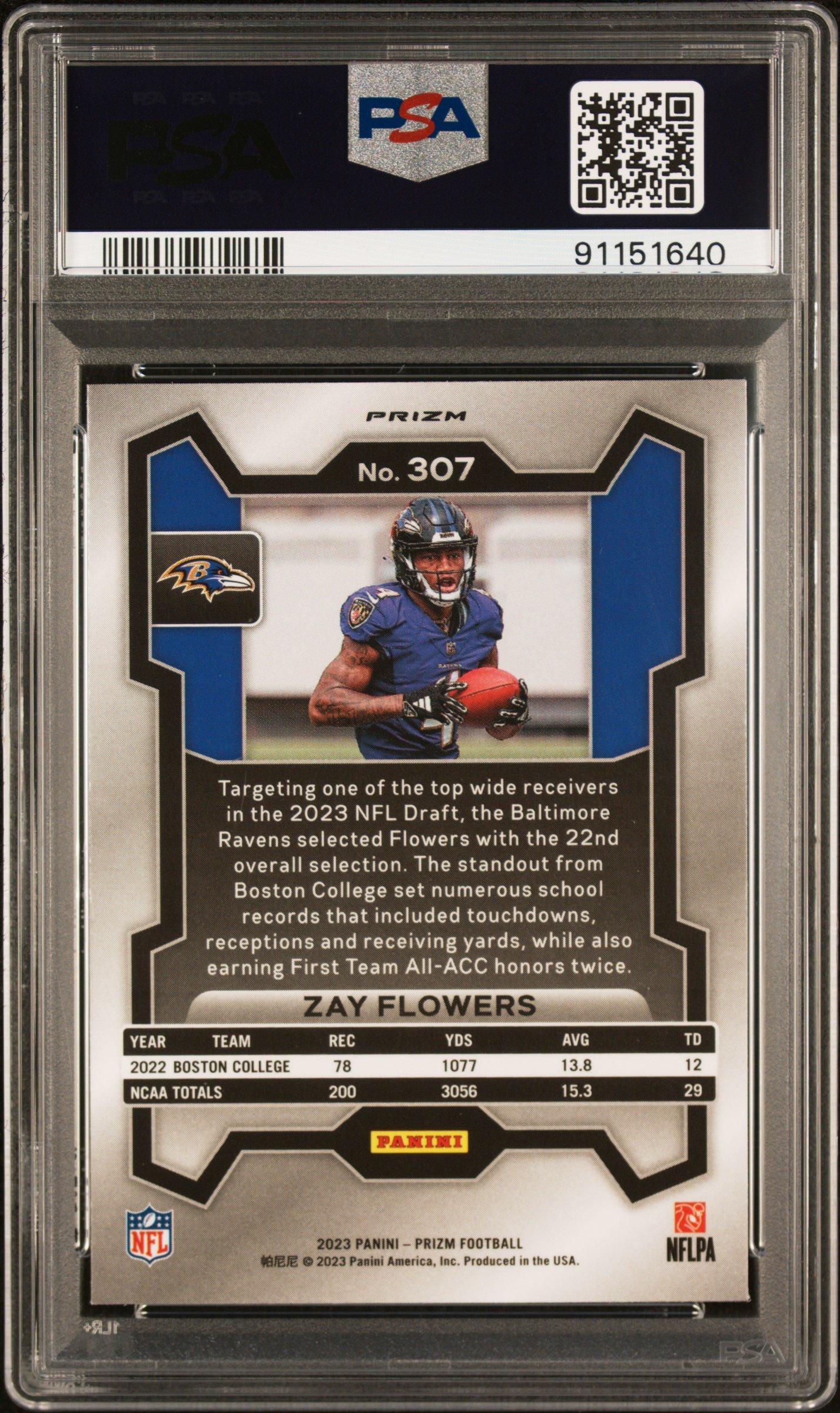 2023 Panini Prizm 307 Zay Flowers Disco Prizm PSA 10
