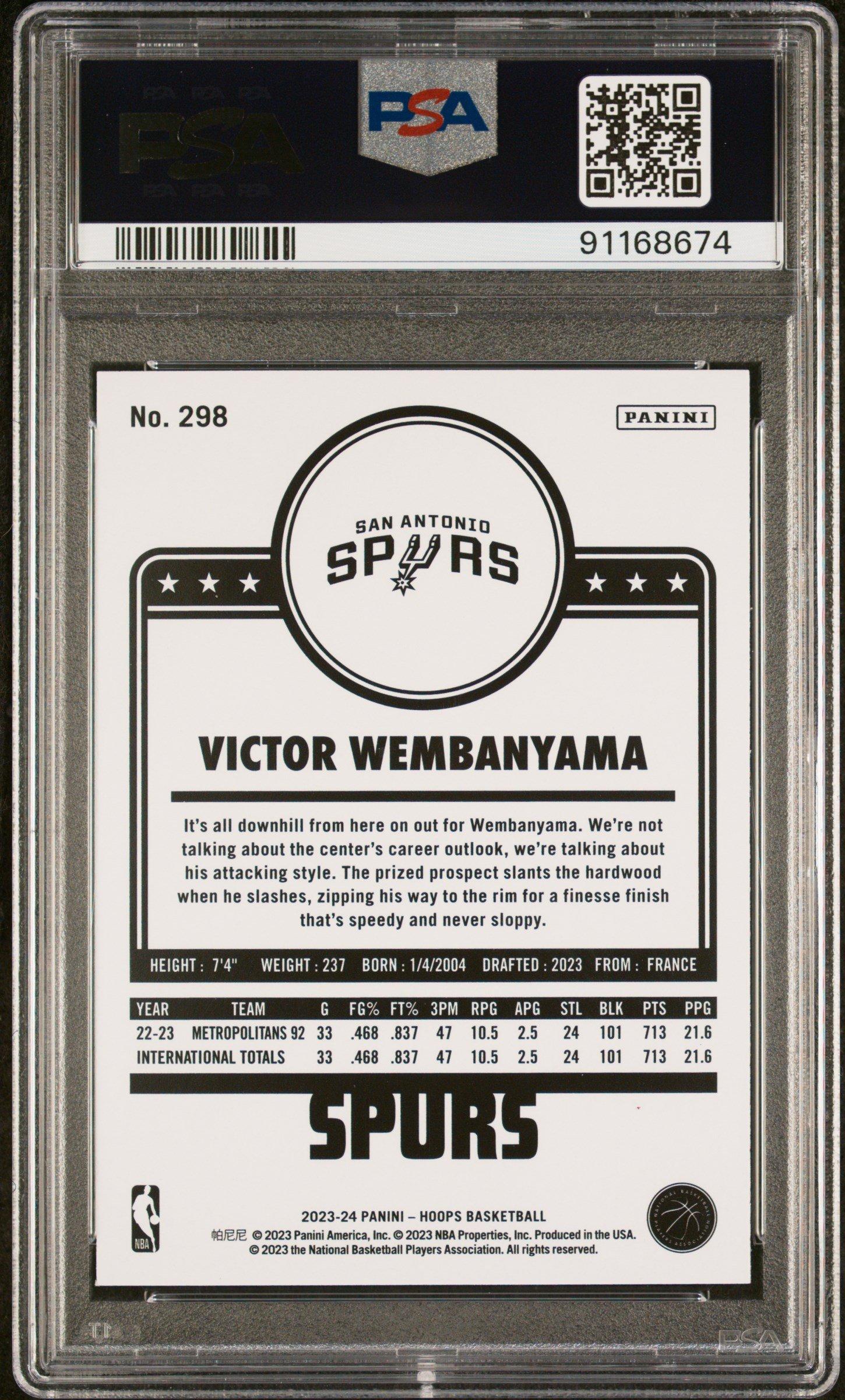 2023 Panini Nba Hoops Victor Wembanyama Blue PSA
