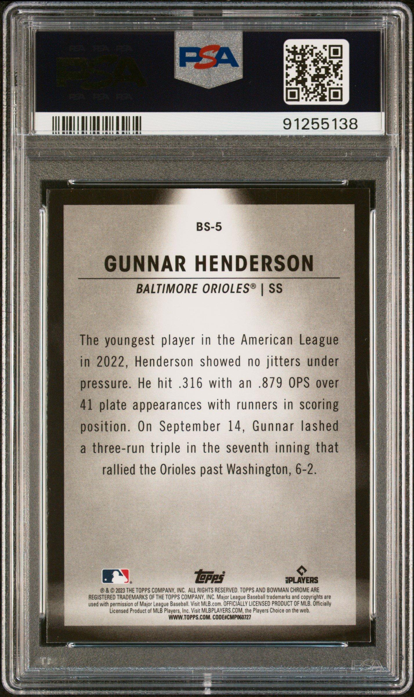 2023 Bowman Spotlights Bs5 Gunnar Henderson PSA