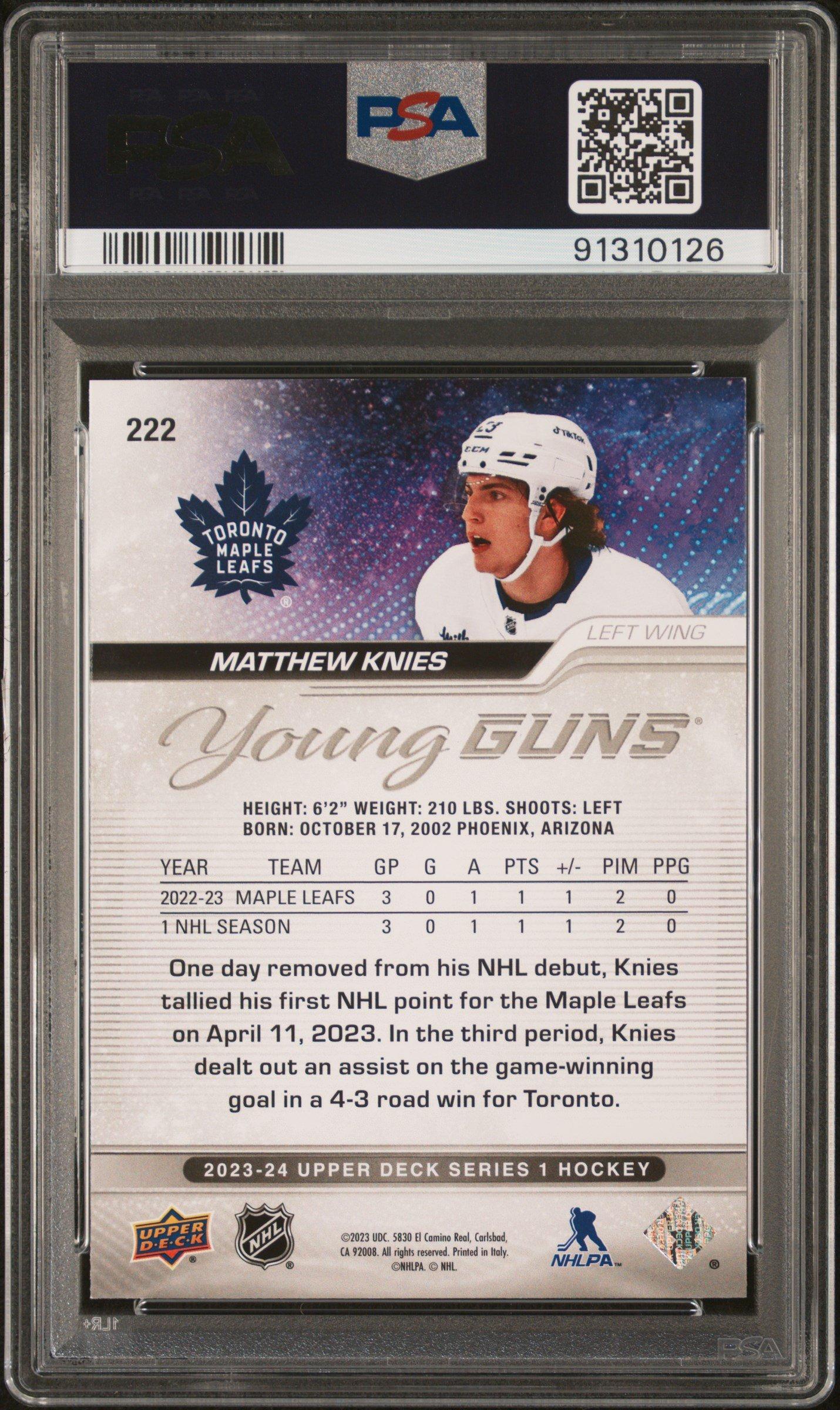 2023 Upper Deck 222 Matthew Knies PSA 9