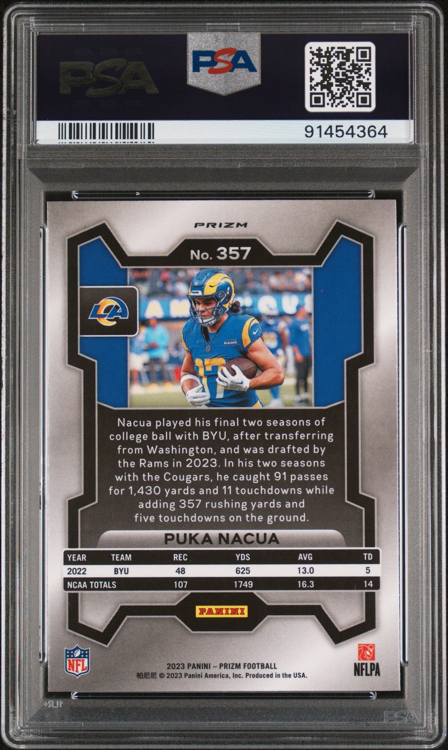 2023 Panini Prizm 357 Puka Nacua Green Prizm PSA 10