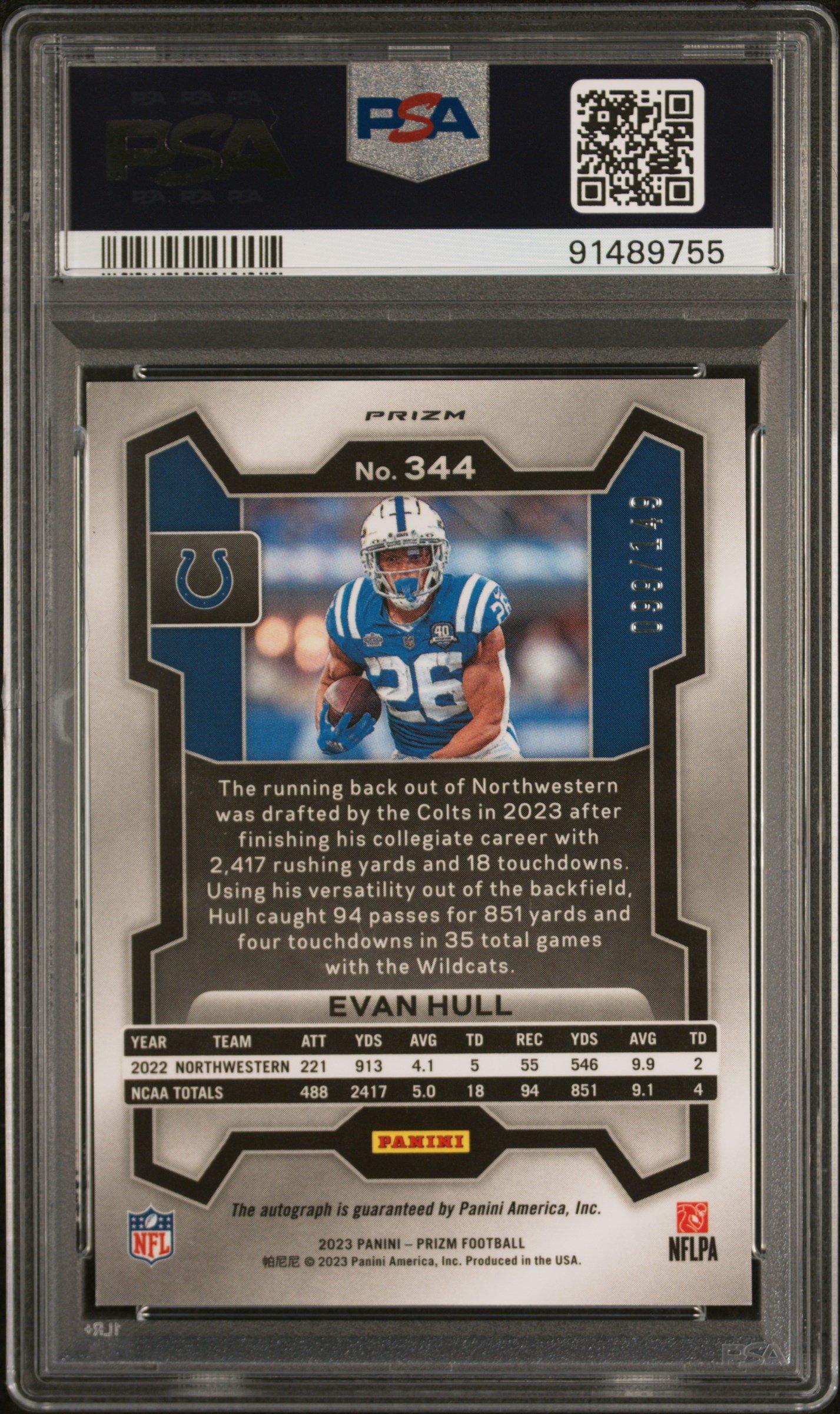 2023 Panini Prizm 344 Evan Hull Autograph-red Wave PSA 10