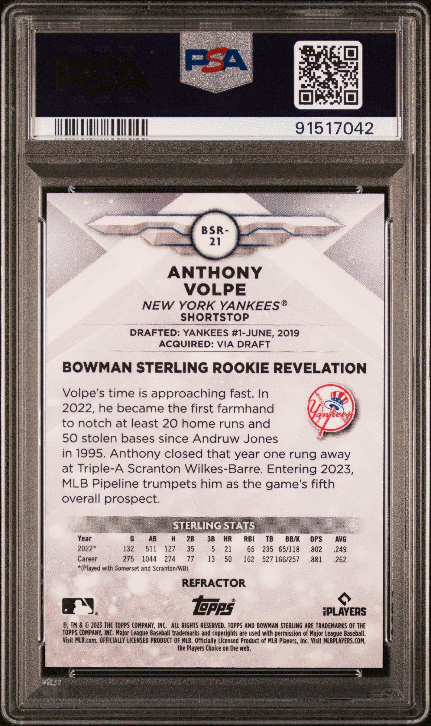 2023 Bowman Sterling Bsr21 Anthony Volpe Refractor PSA 9