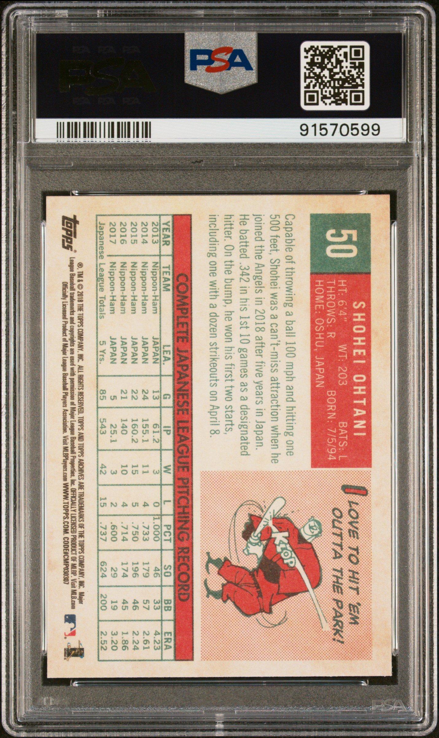 2018 Topps Archives 50 Shohei Ohtani Pitching Stance PSA 9
