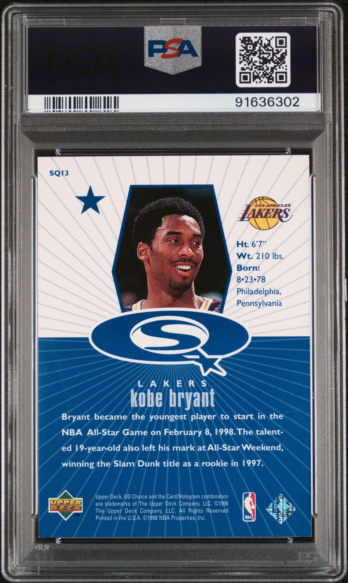 1998 Ud Choice Starquest Sq13 Kobe Bryant Blue PSA 9