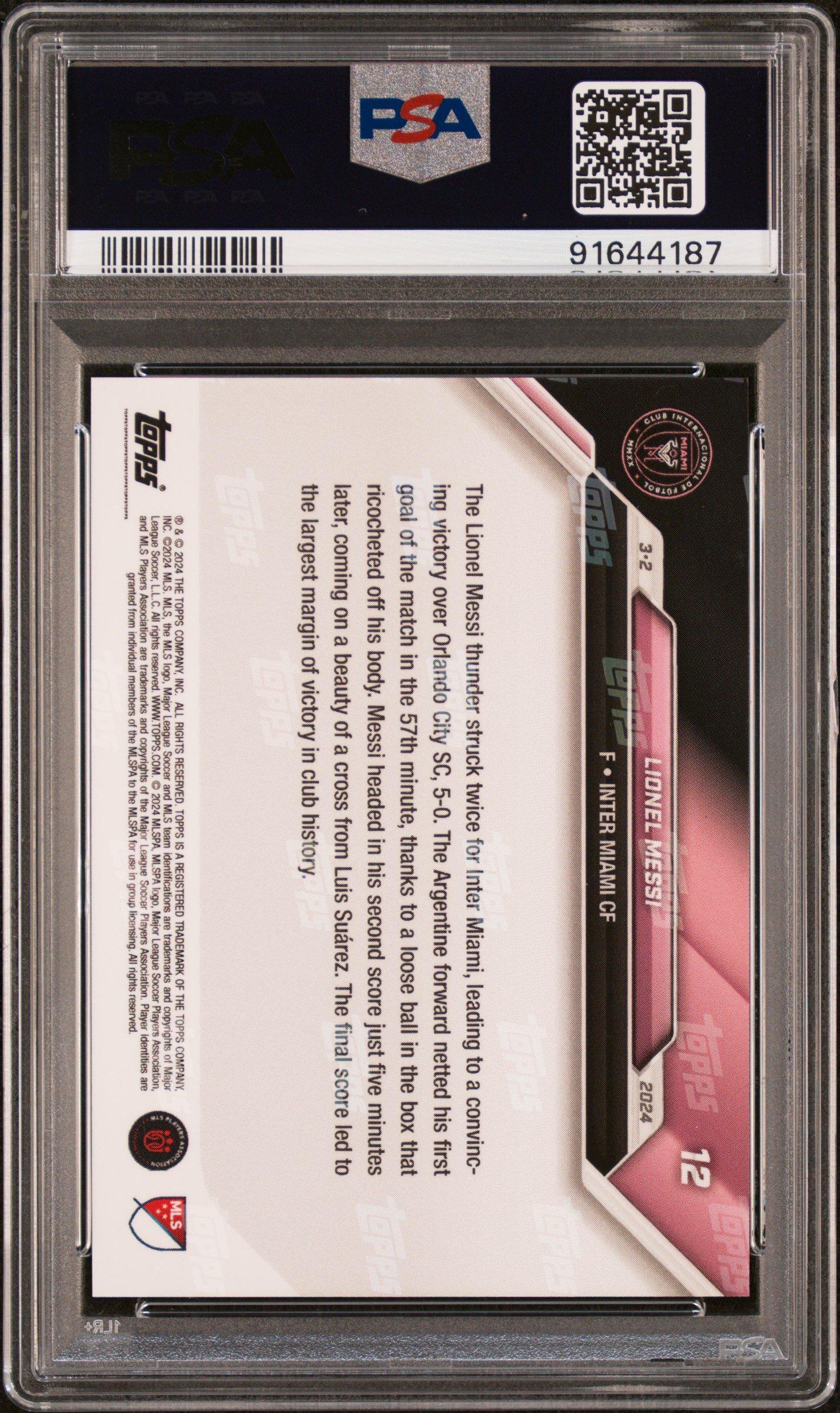 2024 Topps Now Mls 12 Lionel Messi PSA 10