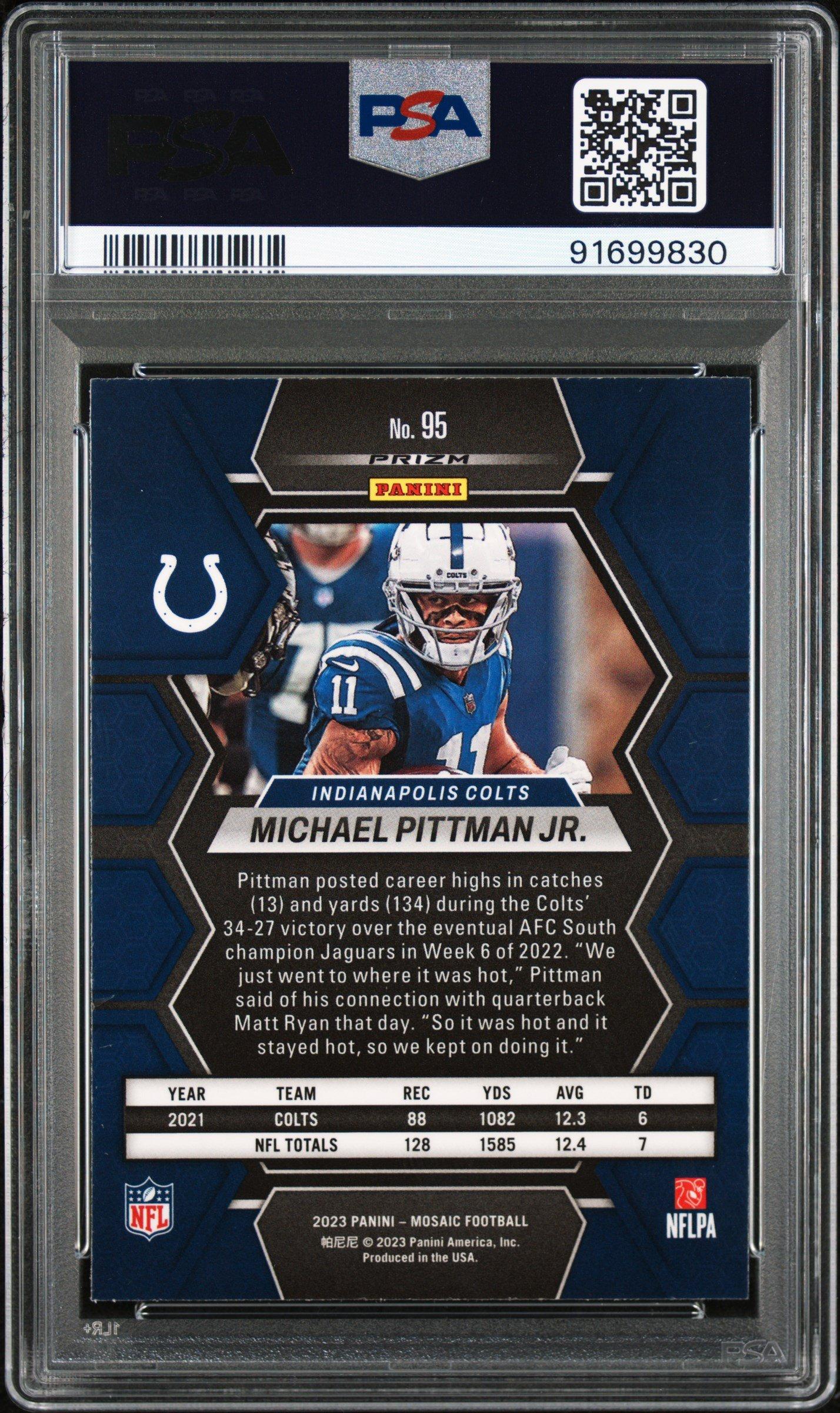2023 Panini Mosaic 95 Michael Pittman Jr. Honeycomb PSA 10