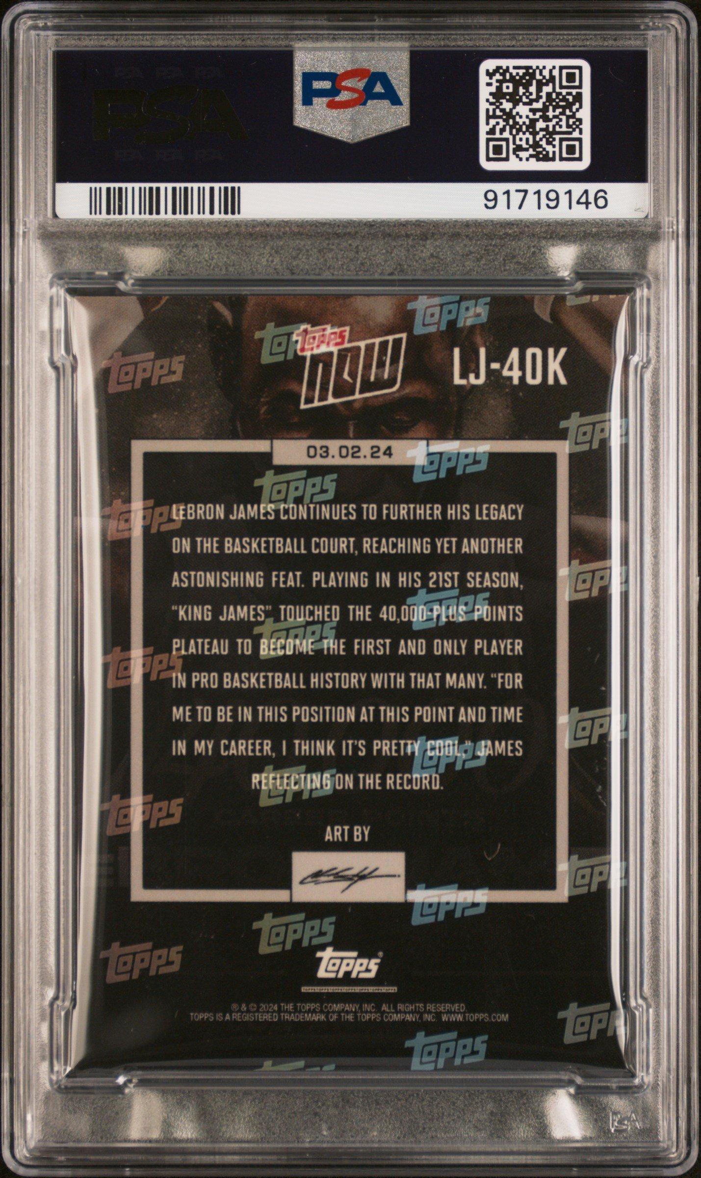 2023 Topps Now Lj40k Lebron James PSA 10