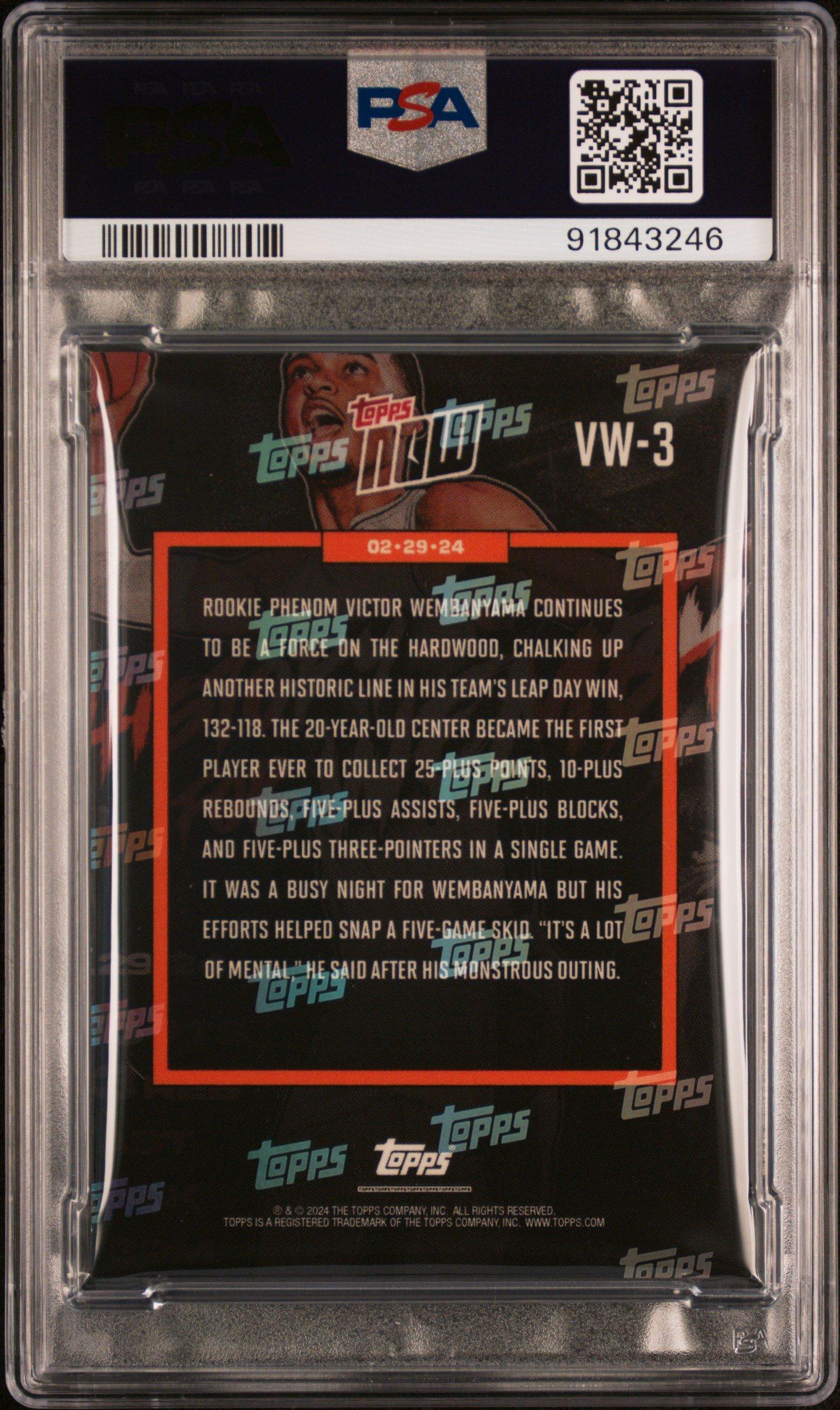 2023 Topps Now Vw3 Victor Wembanyama PSA 9
