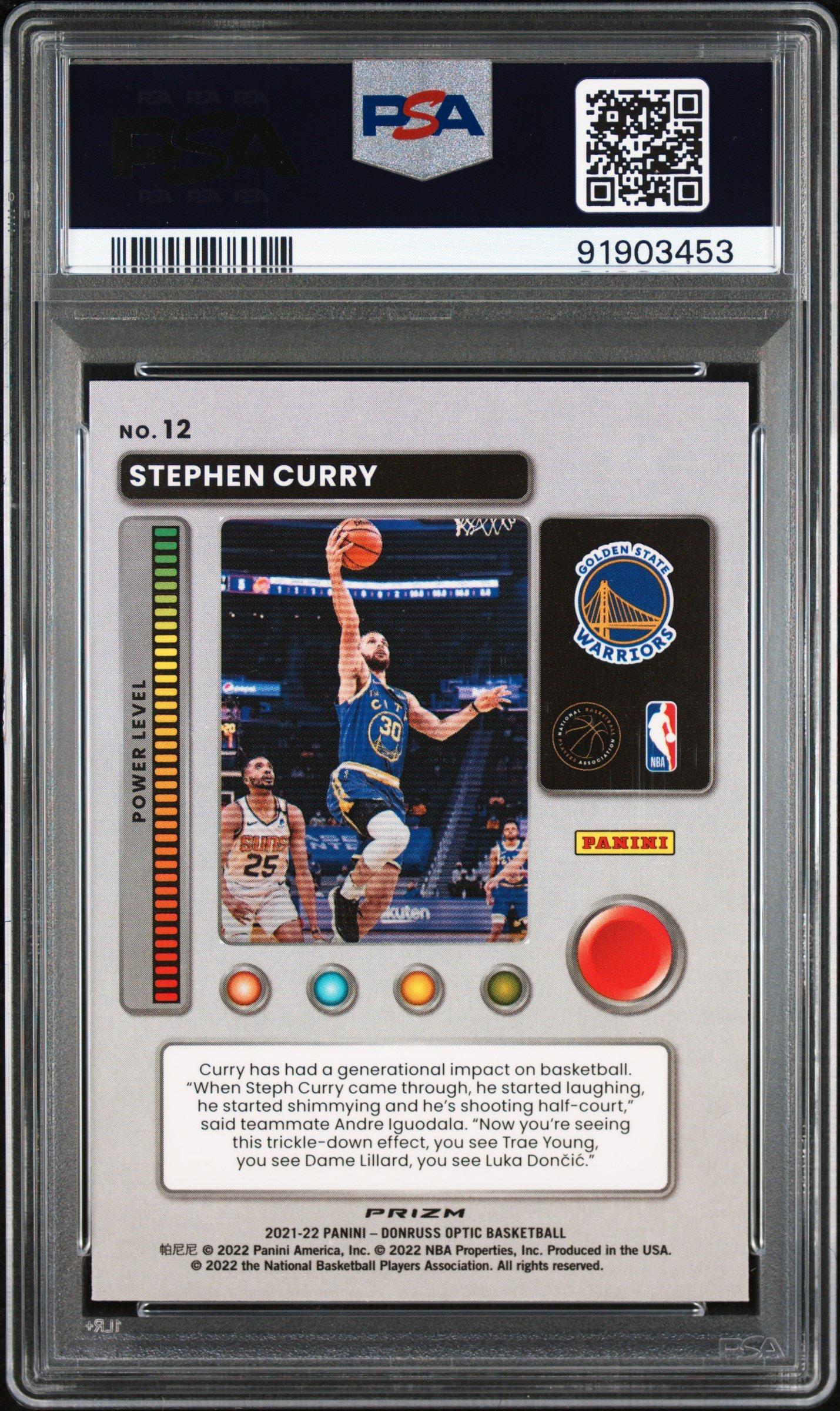 2021 Panini Donruss Optic T-minus 3...2...1... 12 Stephen Curry Purple PSA 9