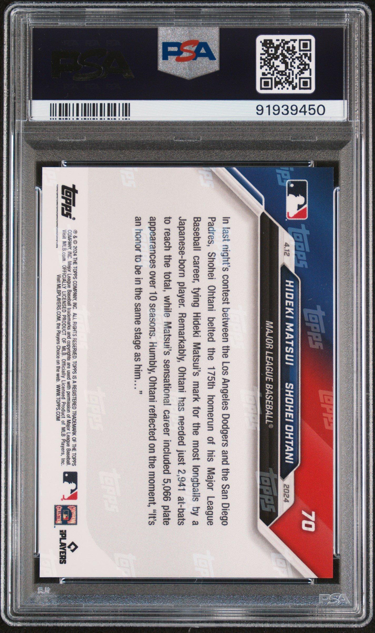 2024 Topps Now 70 Hideki Matsui\shohei Ohtani PSA 10