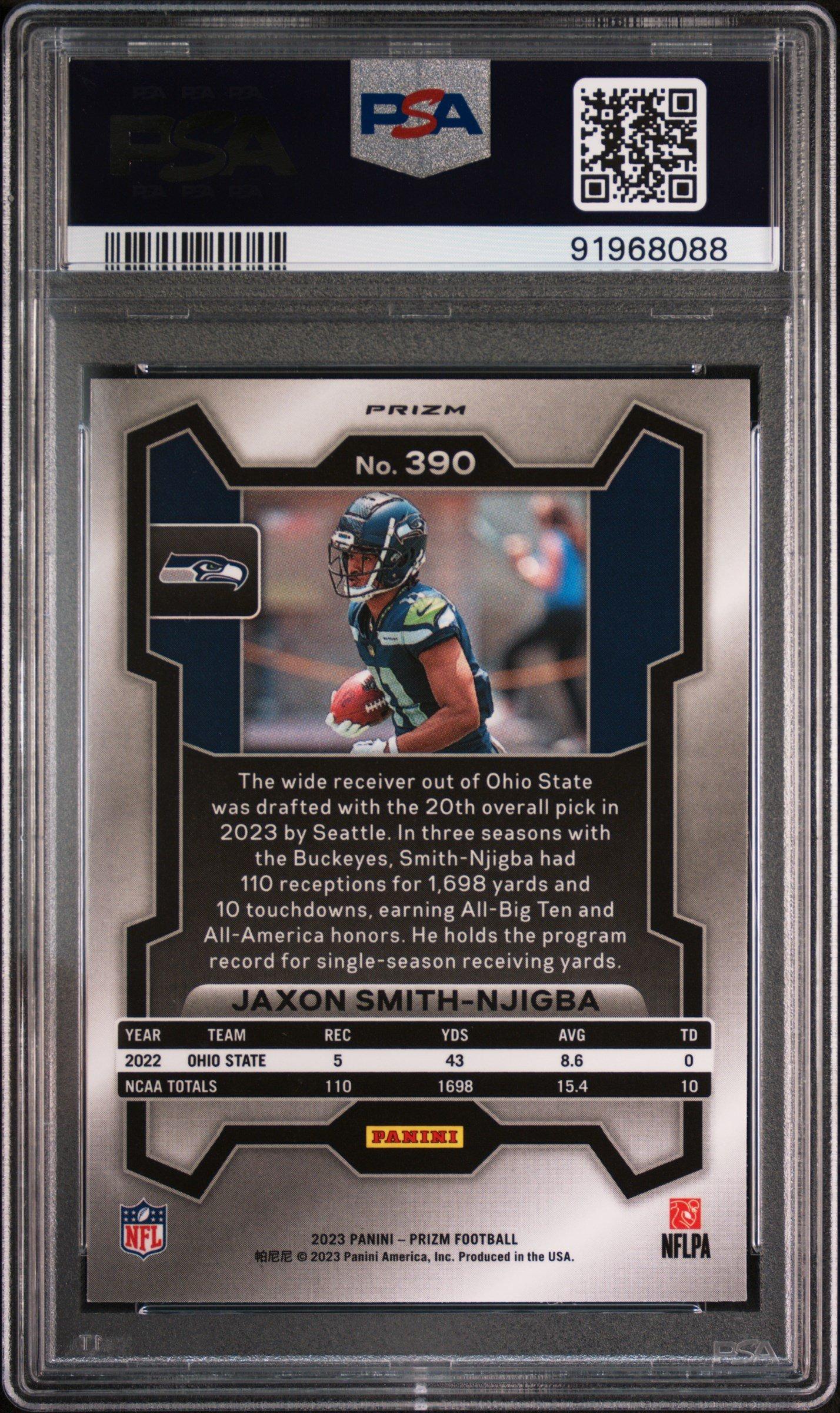 2023 Panini Prizm 390 Jaxon Smith-njigba Red/white/blue Prizm PSA