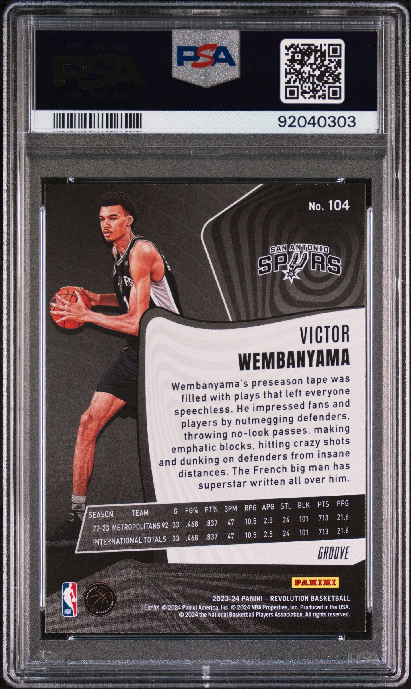 2023 Panini Revolution 104 Victor Wembanyama Groove PSA 9 Graded