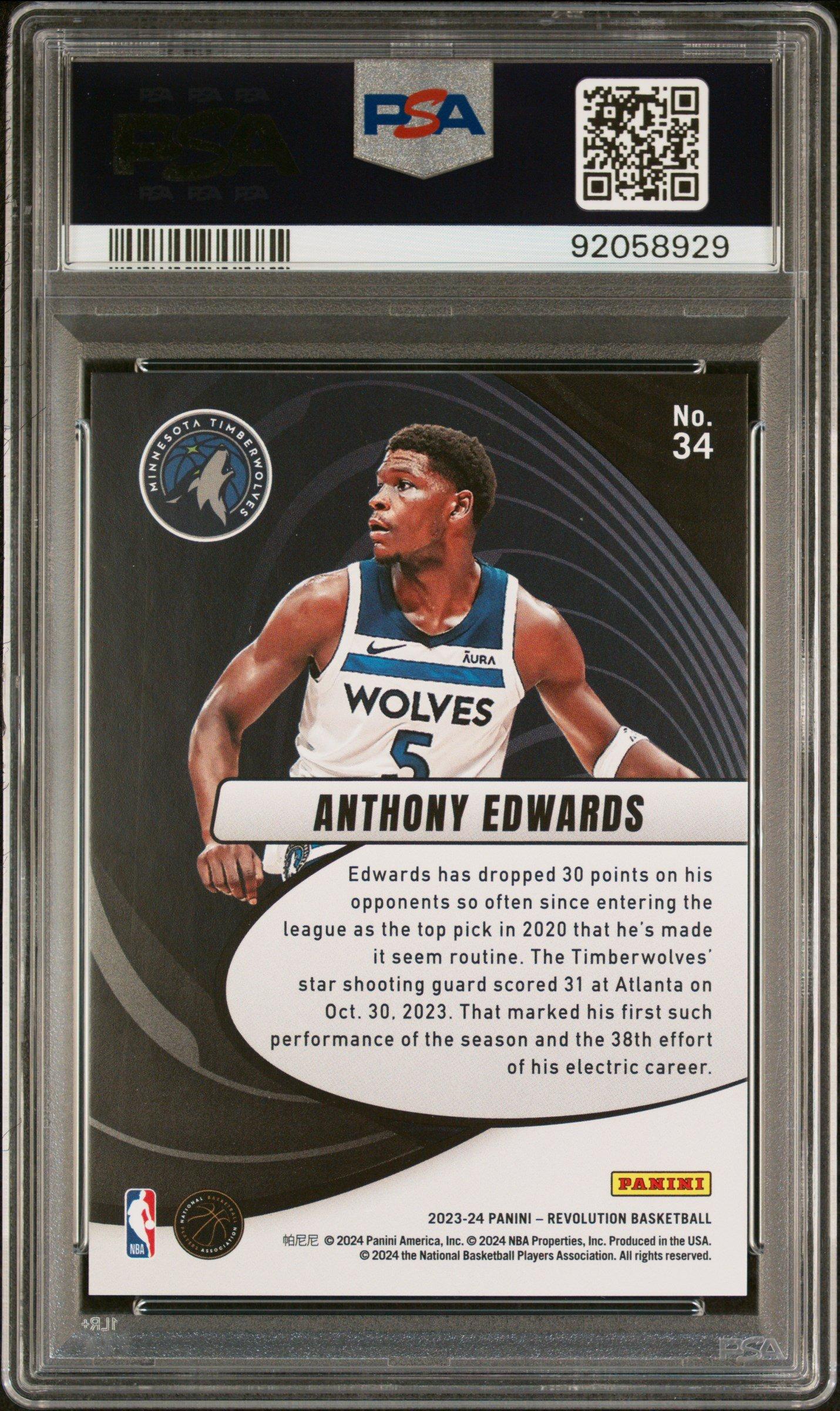 2023 Panini Revolution Vortex 34 Anthony Edwards PSA 9