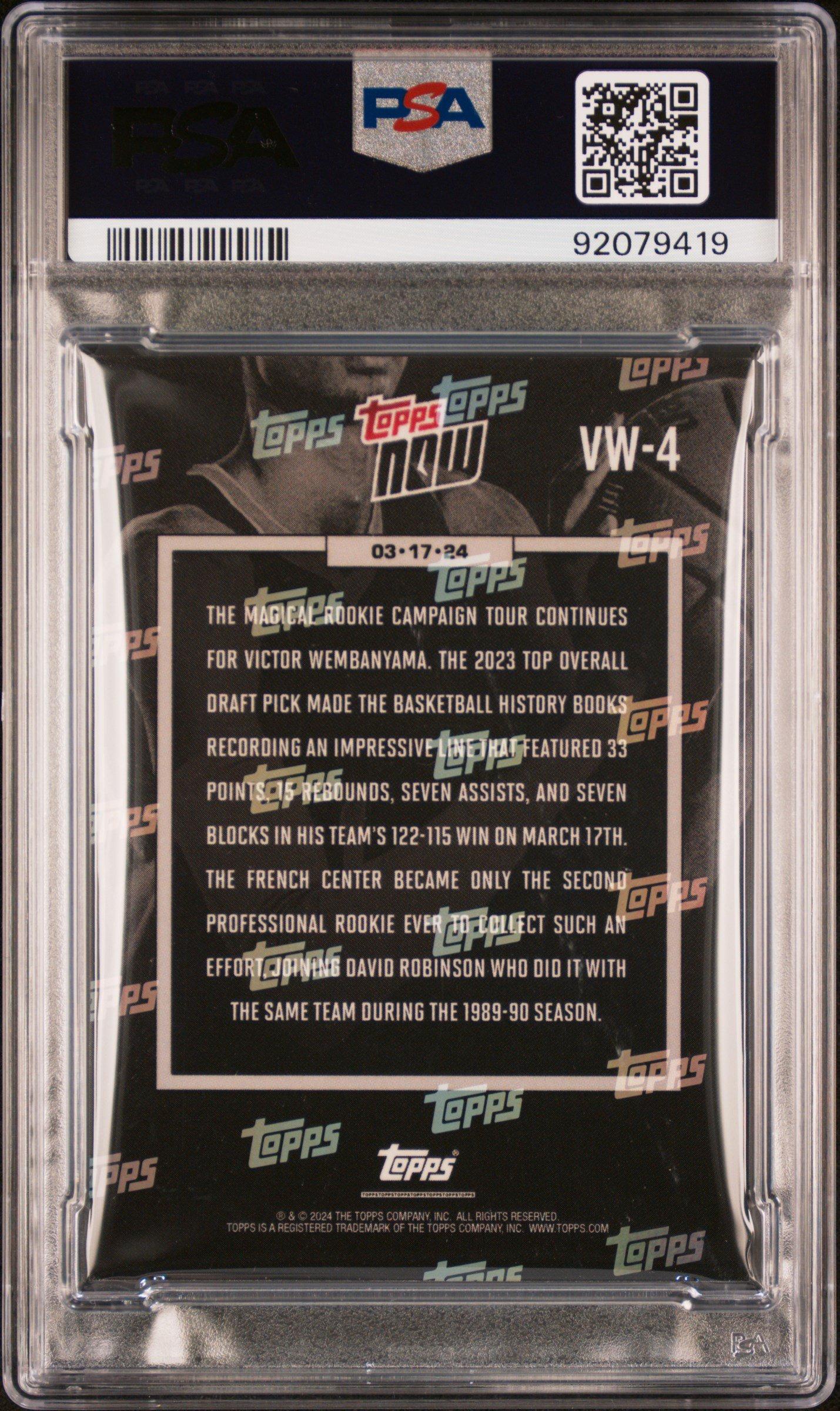 2023 Topps Now Vw4 Victor Wembanyama PSA 10 Graded Card | GameStop