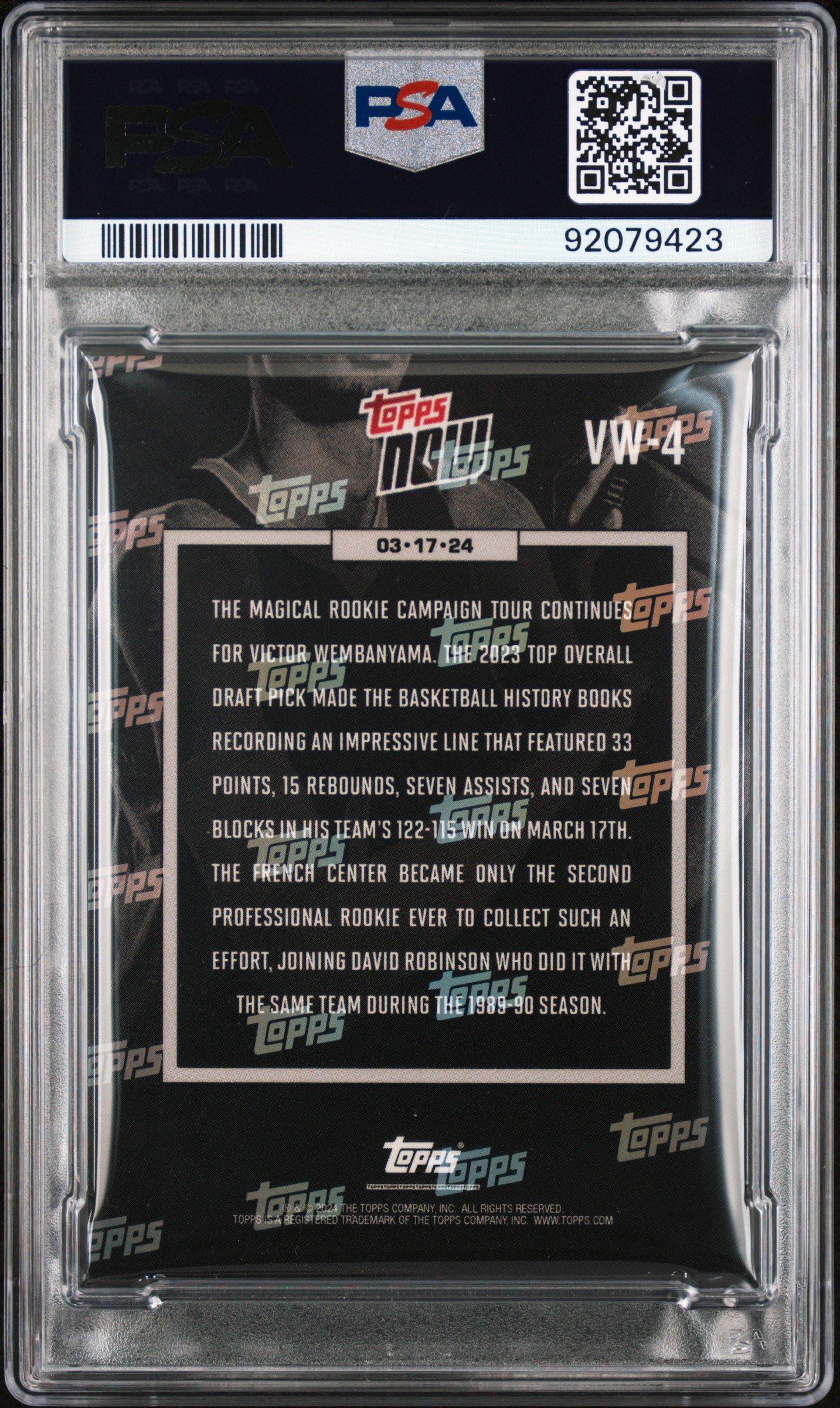 2023 Topps Now Vw4 Victor Wembanyama PSA 10 Graded Card | GameStop
