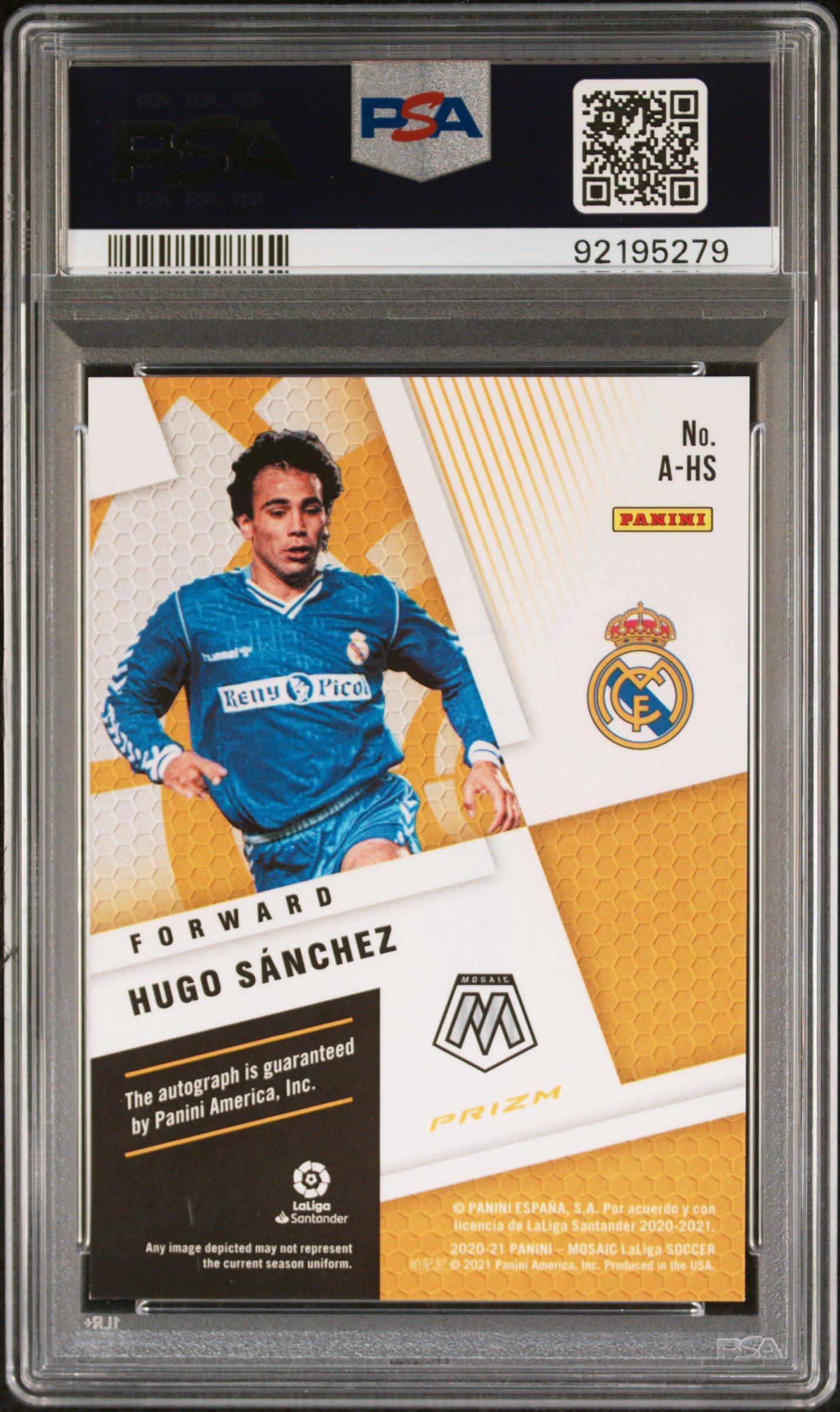 2020 Panini Mosaic La Liga Autographs Hs Hugo Sanchez PSA 9