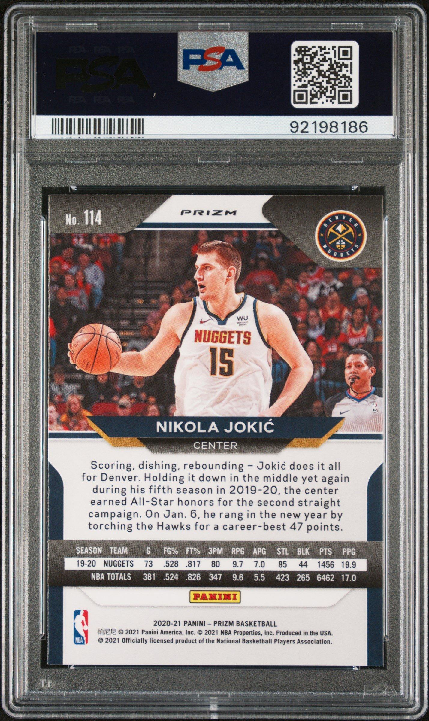 2020 Panini Prizm 114 Nikola Jokic Silver Prizm PSA 10