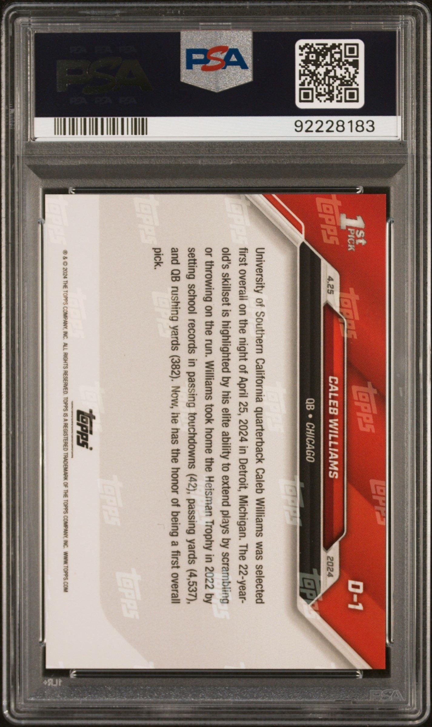 2024 Topps Now D1 Caleb Williams PSA 10