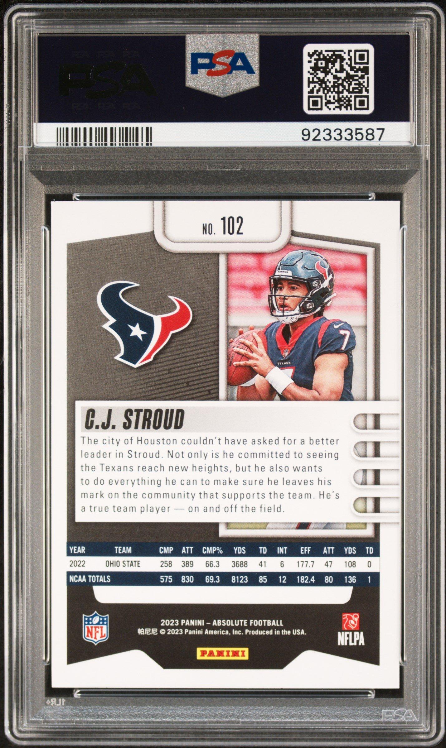 2023 Panini Absolute 102 Cj Stroud Yellow PSA 10