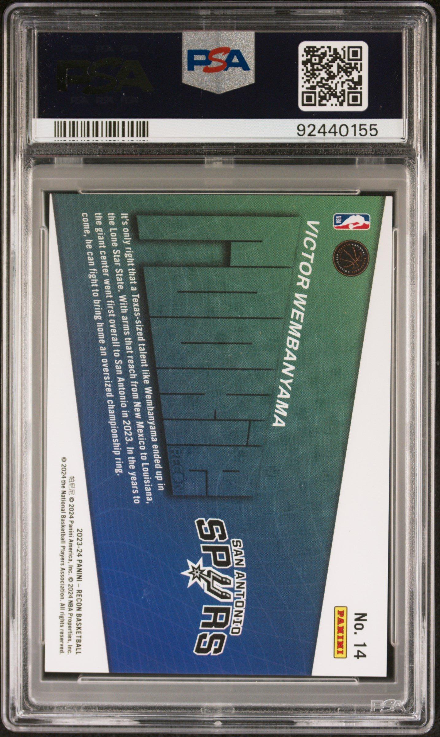 2023 Panini Recon Rookie Recon 14 Victor Wembanyama PSA 10