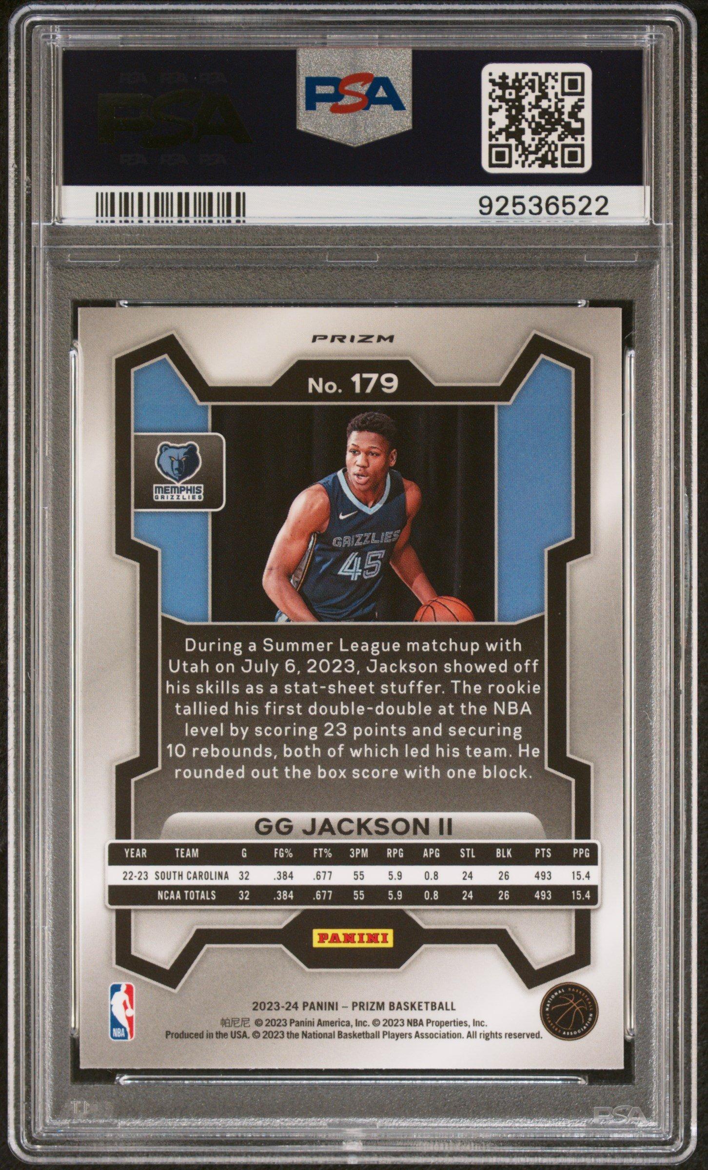 2023 Panini Prizm 179 Gg Jackson Ii Silver Prizm PSA 10