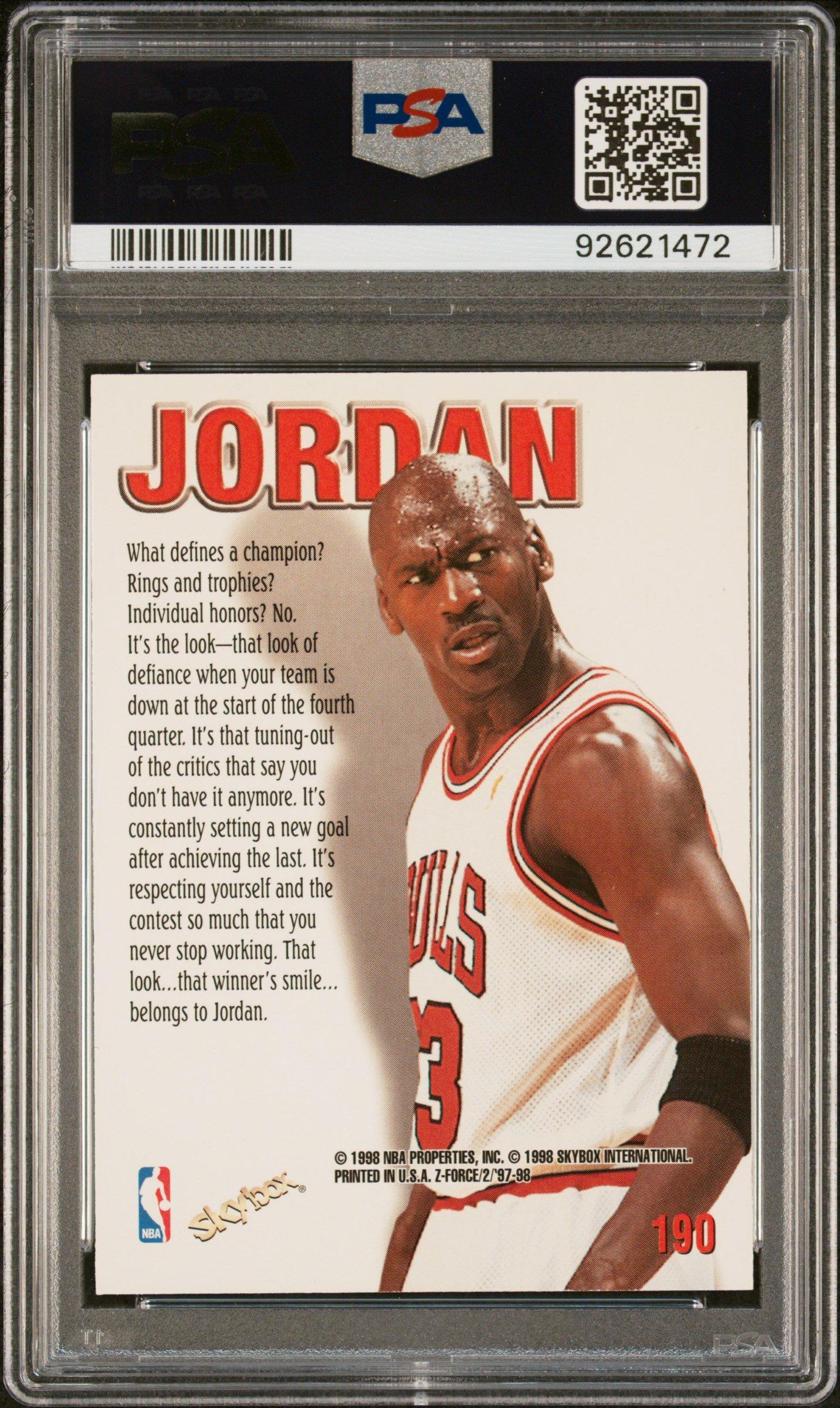 1997 Skybox Z-force 190 Michael Jordan PSA 9