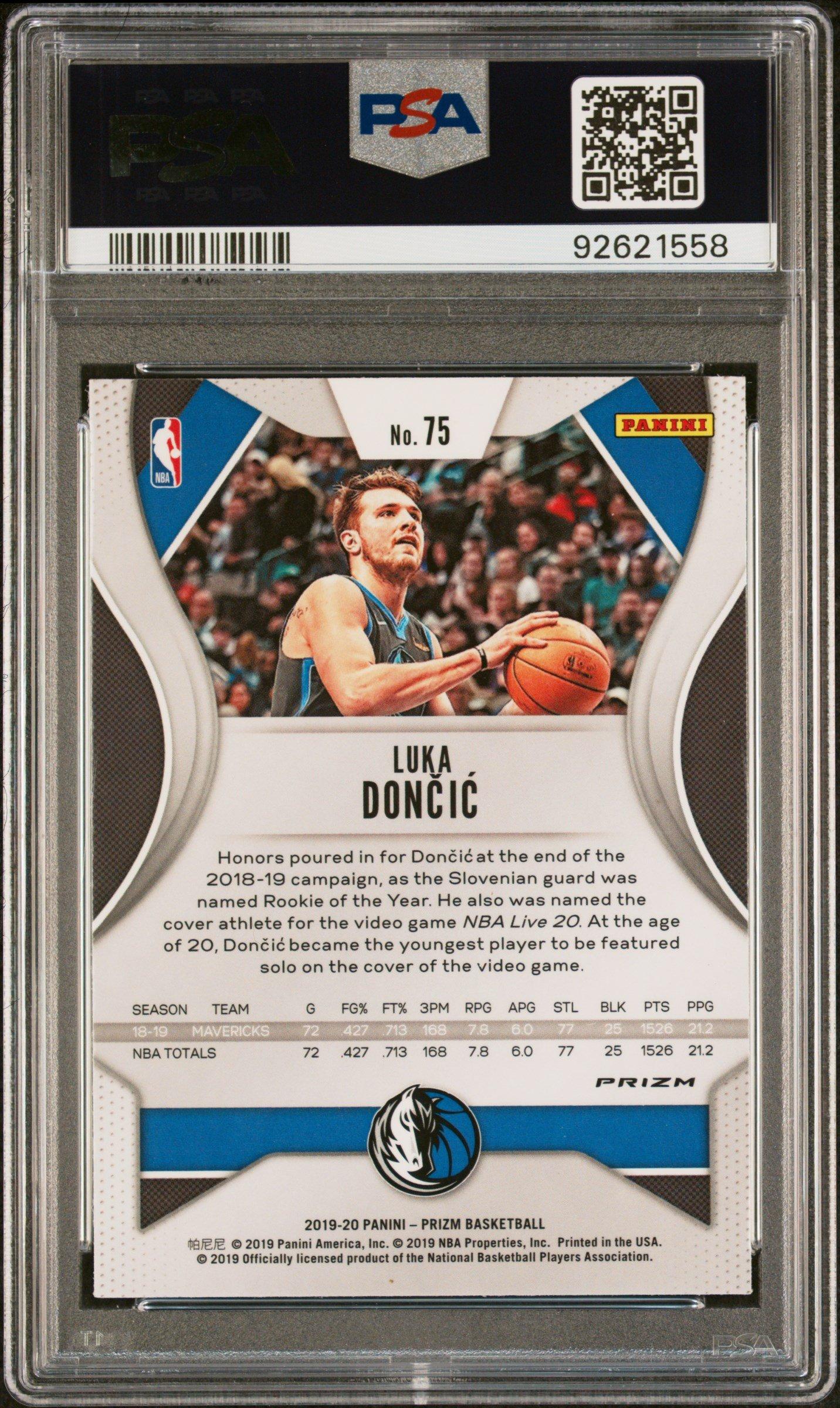 2019 Panini Prizm 75 Luka Doncic Red/white/blue Prizm PSA 10