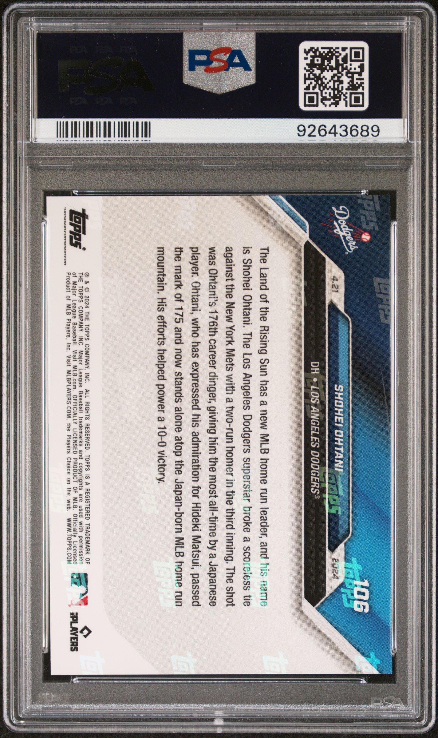 2024 Topps Now 106 Shohei Ohtani PSA 10