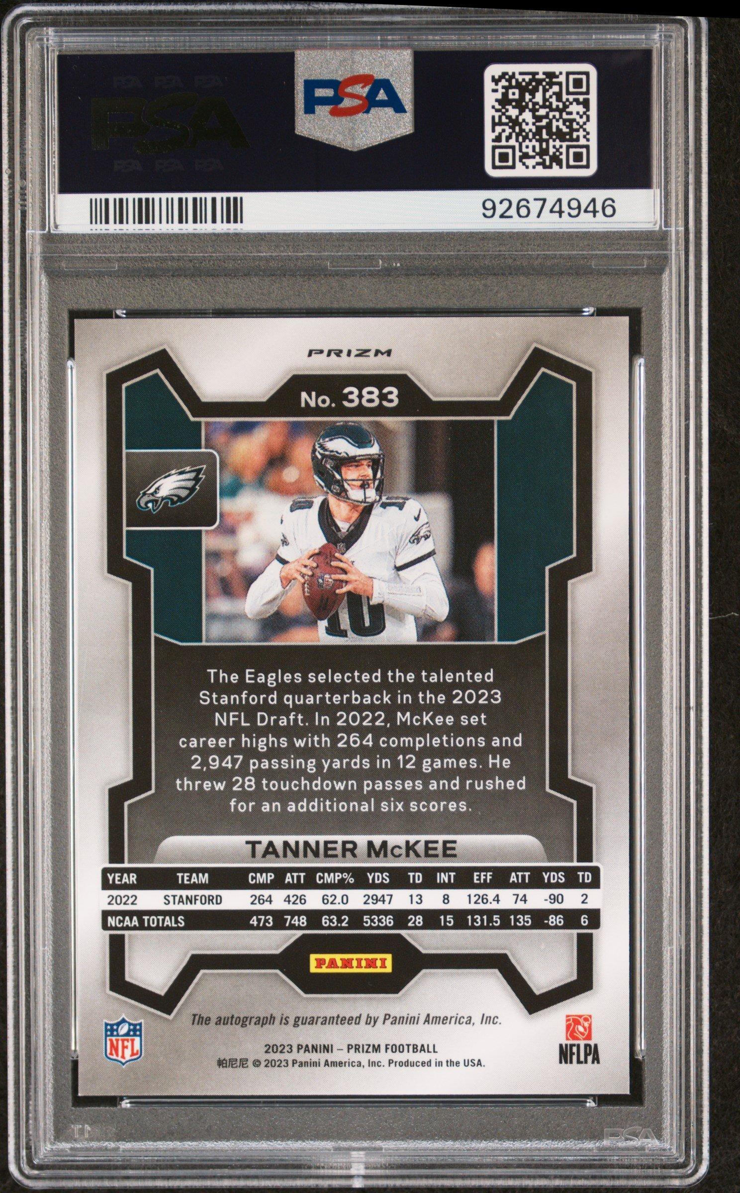 2023 Panini Prizm 383 Tanner Mckee Autograph PSA 9