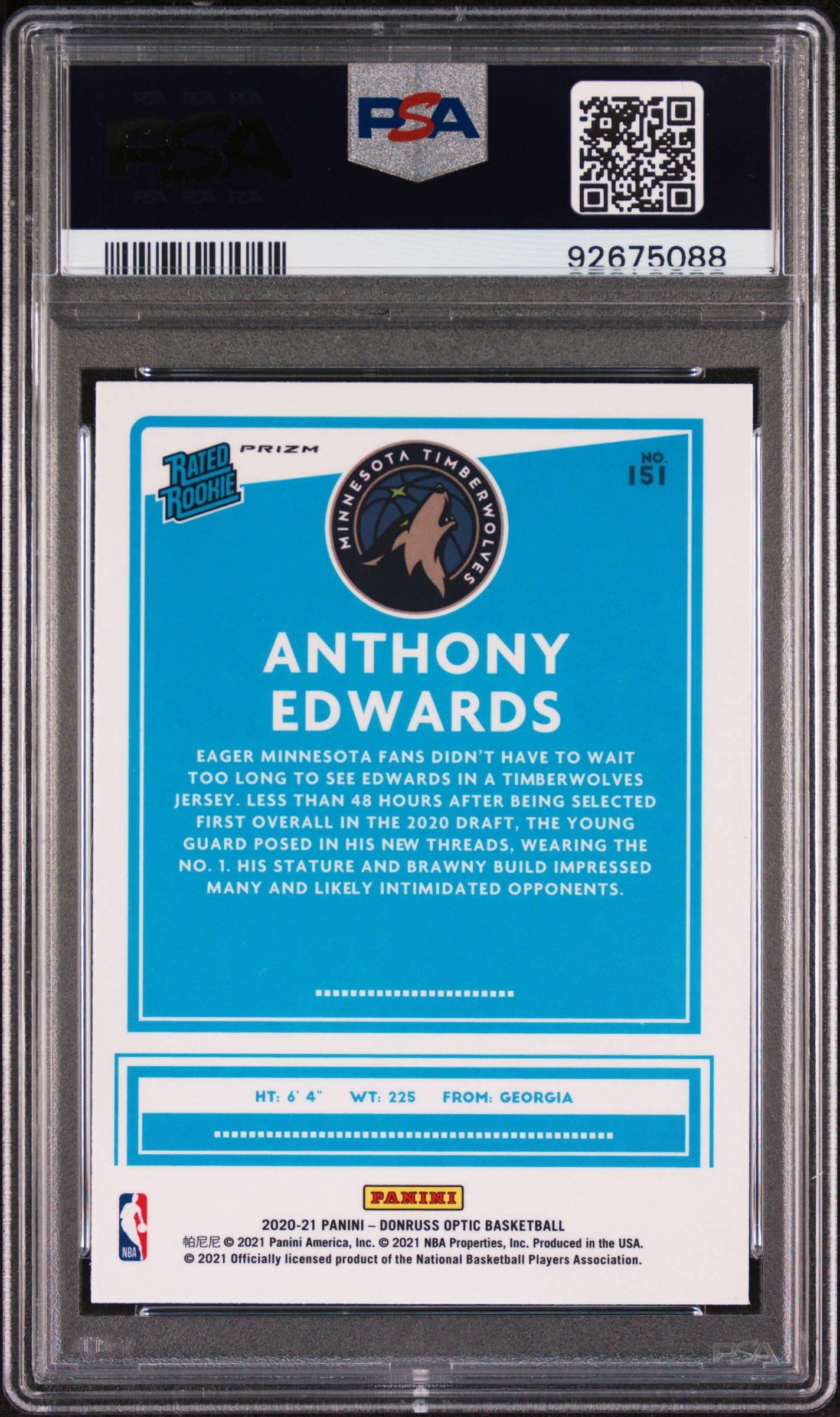 2020 Panini Donruss Optic 151 Anthony Edwards Fanatics Box Set PSA