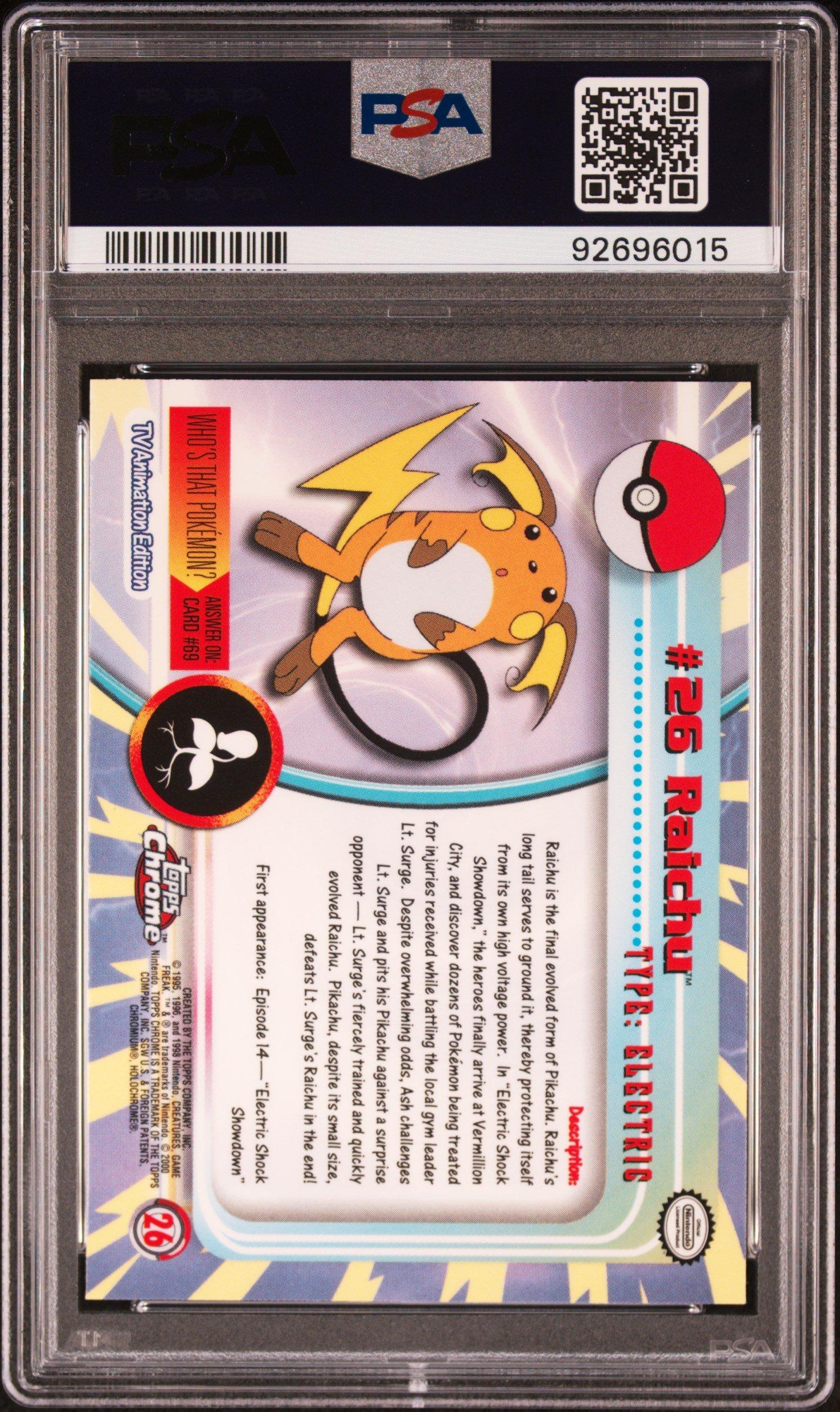 2000 Topps Chrome Pokemon T.v. 26 Raichu PSA 10 Graded Card | GameStop