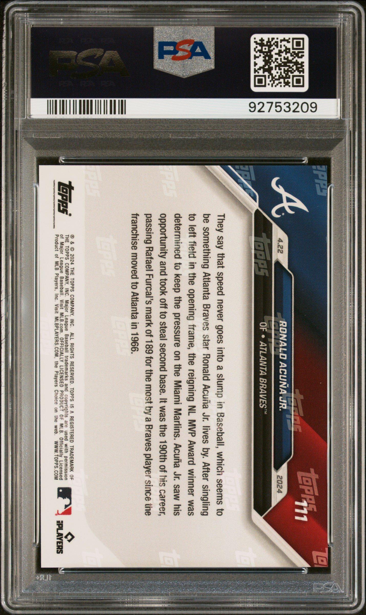 2024 Topps Now 111 Ronald Acuna Jr. PSA 10