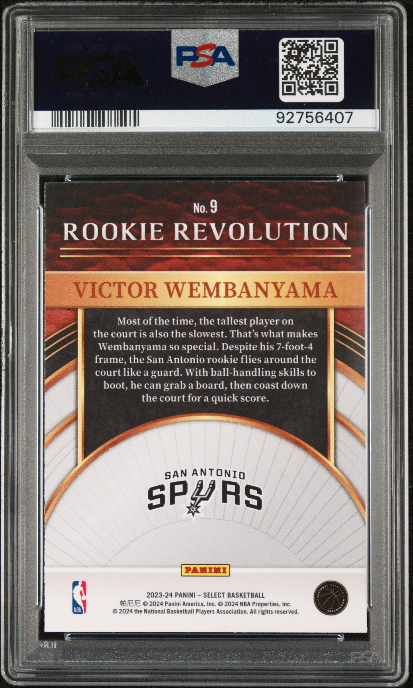 2023 Panini Select Rookie Revolution 9 Victor Wembanyama PSA 10