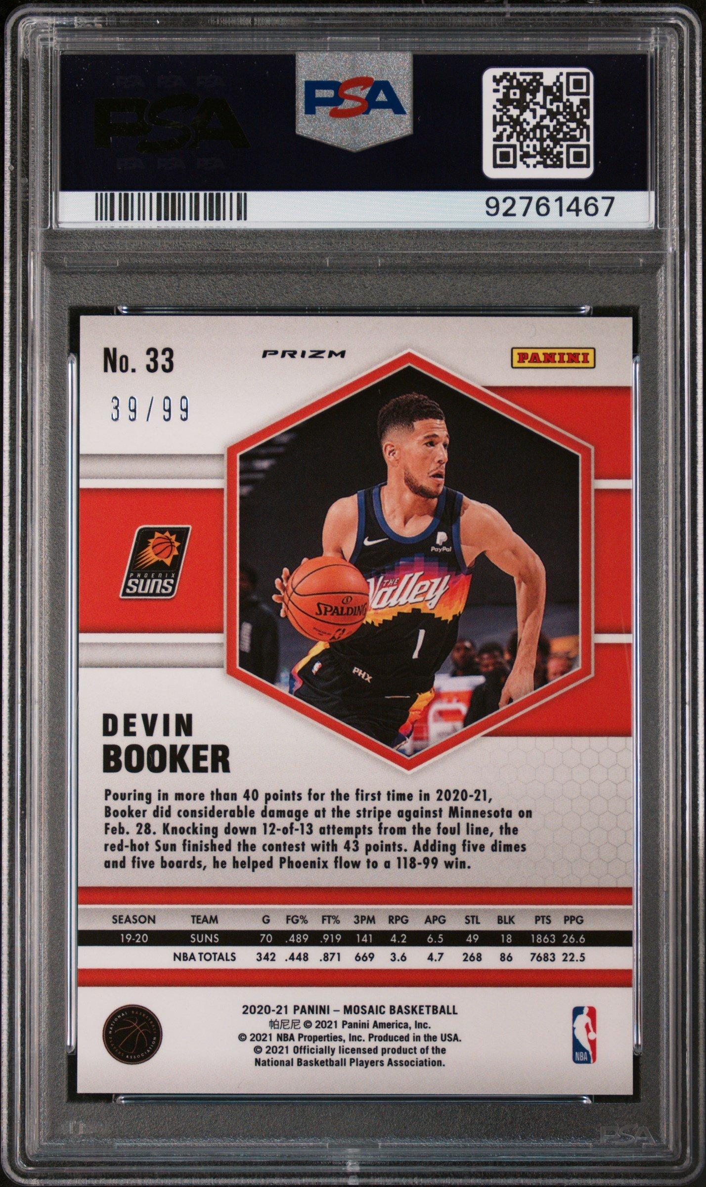 2020 Panini Mosaic 33 Devin Booker Blue Mosaic PSA 10