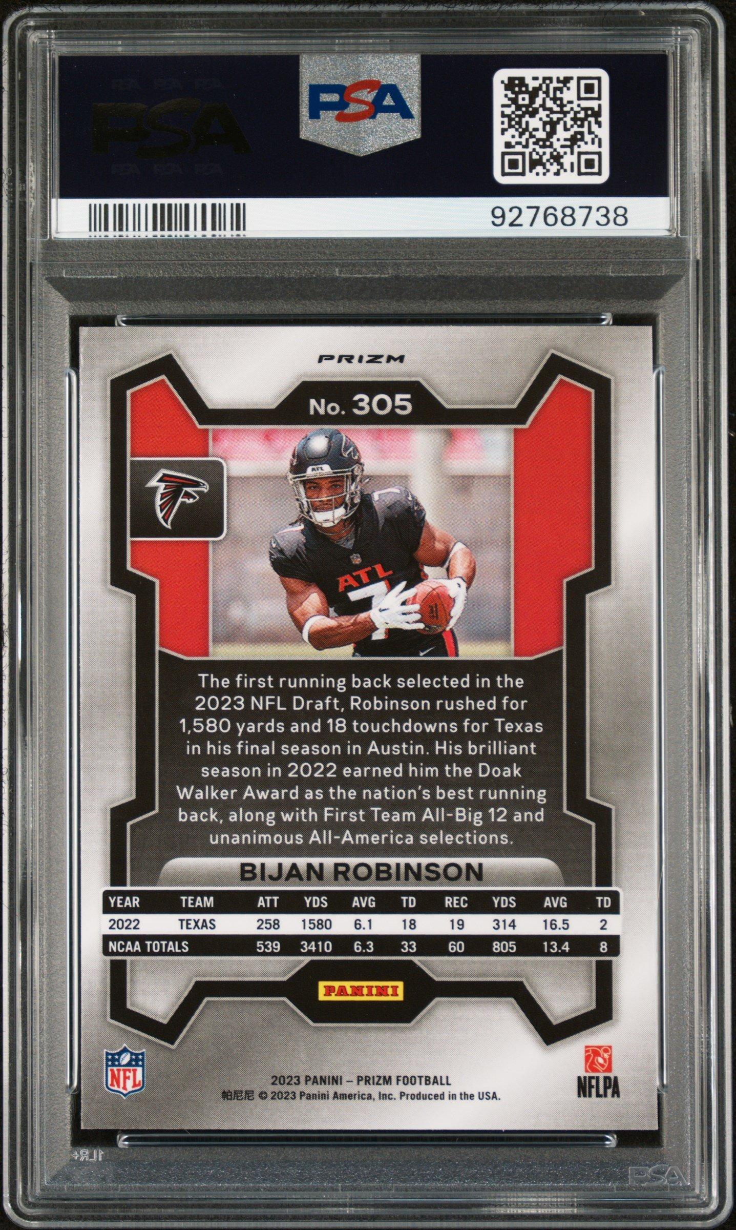 2023 Panini Prizm 305 Bijan Robinson Lazer Prizm PSA