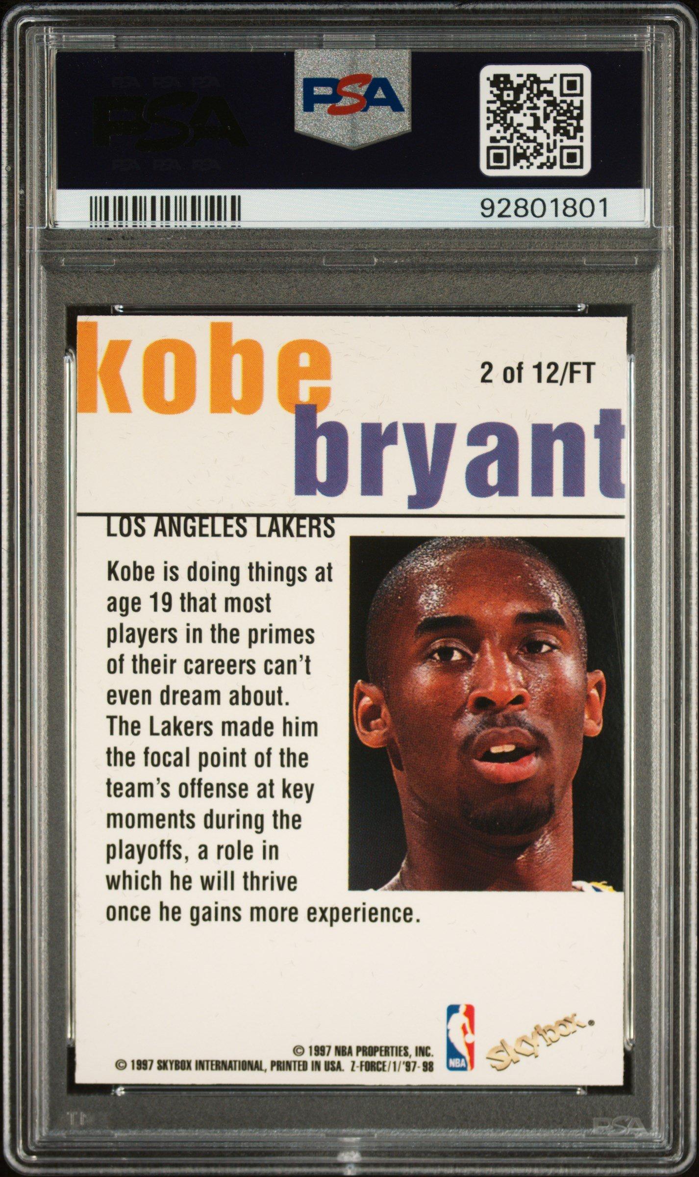 1997 Skybox Z-force Fast Track 2 Kobe Bryant PSA 9 Graded Card 