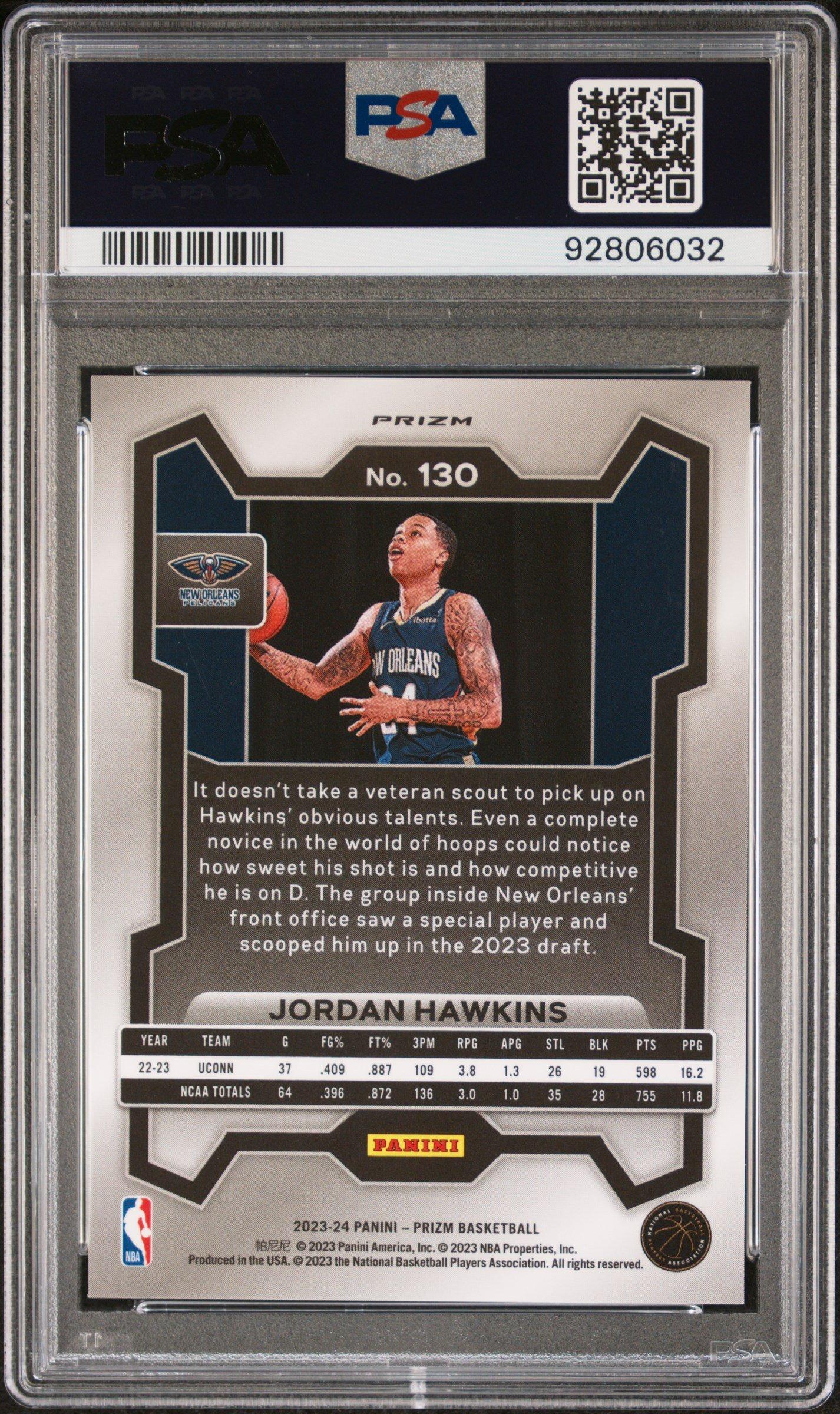 2023 Panini Prizm 130 Jordan Hawkins Glitter PSA 9